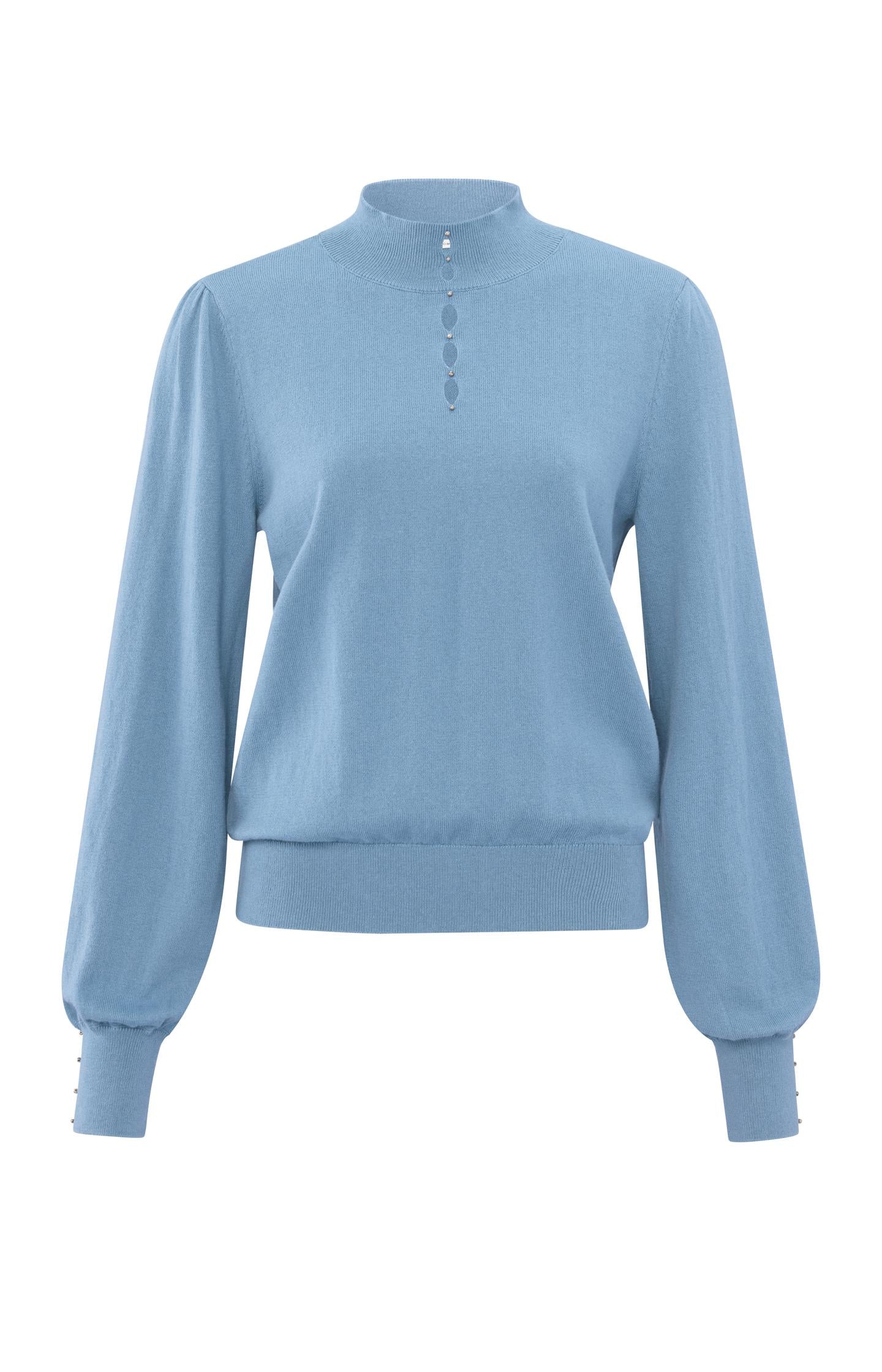 Soft turtleneck with button details and balloon sleeves - Type: product