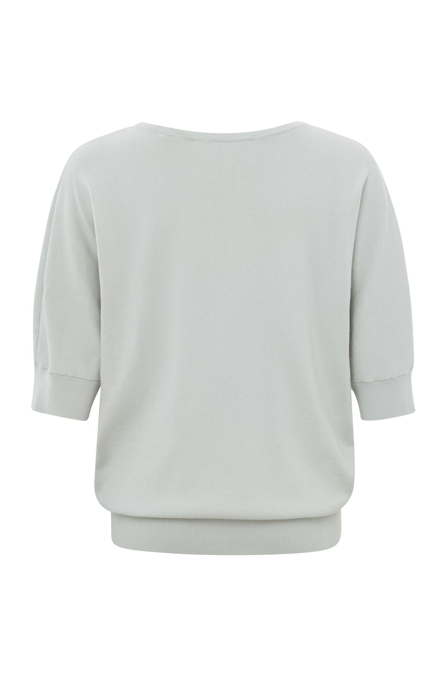 Soft V-neck sweater with half sleeves and stitched details