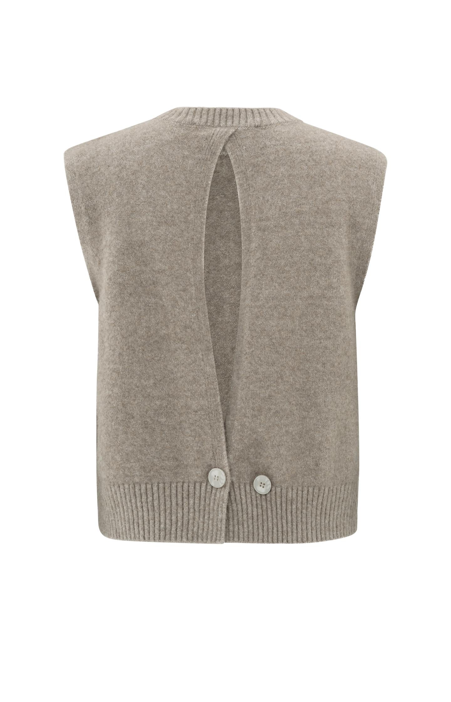 Soft vest with elegant open back and button closure