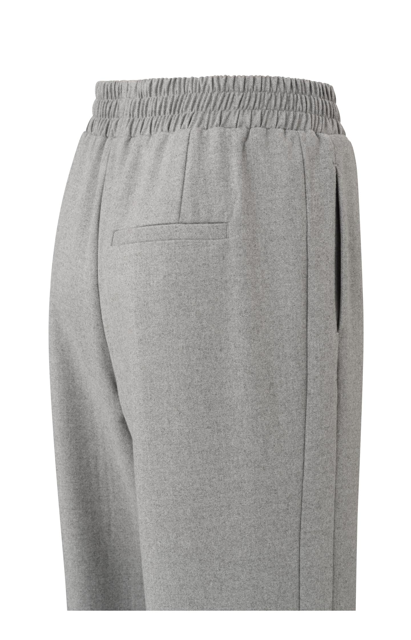 Soft wide leg trousers with elastic waist and a slit