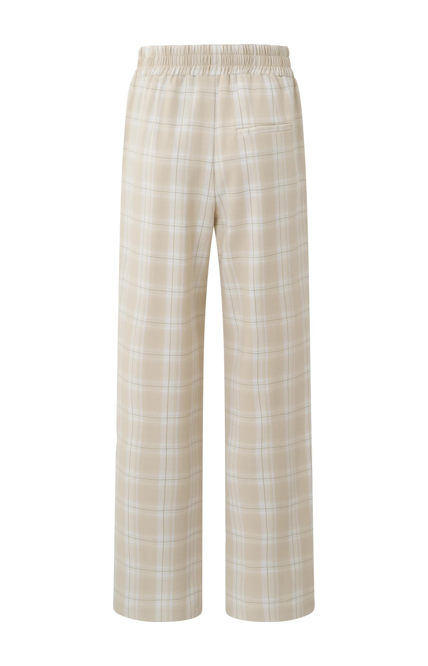 Soft wide leg trousers with side pockets and check print