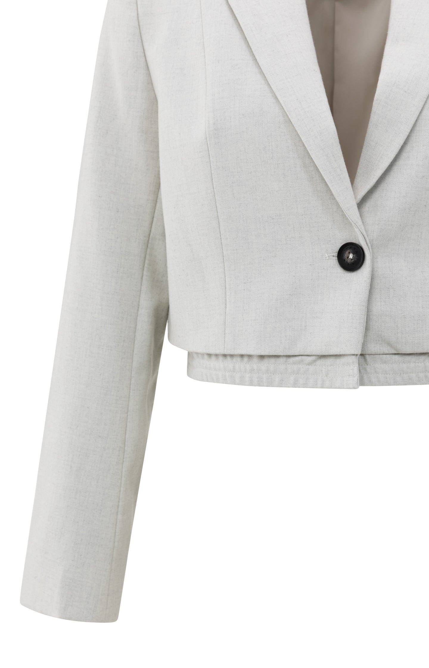 Soft woven cropped blazer with lapel collar