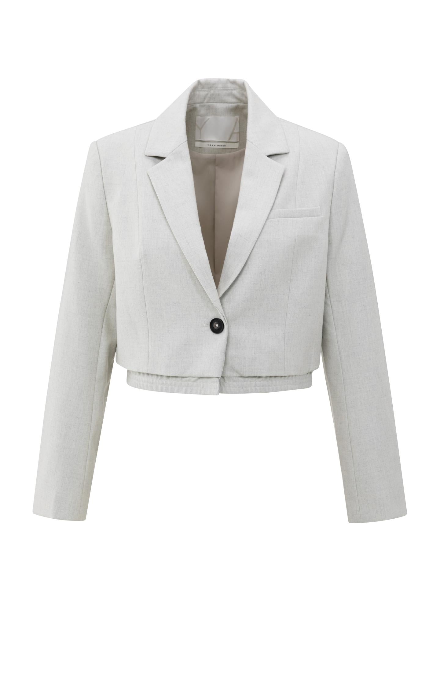 Soft woven cropped blazer with lapel collar - Type: product