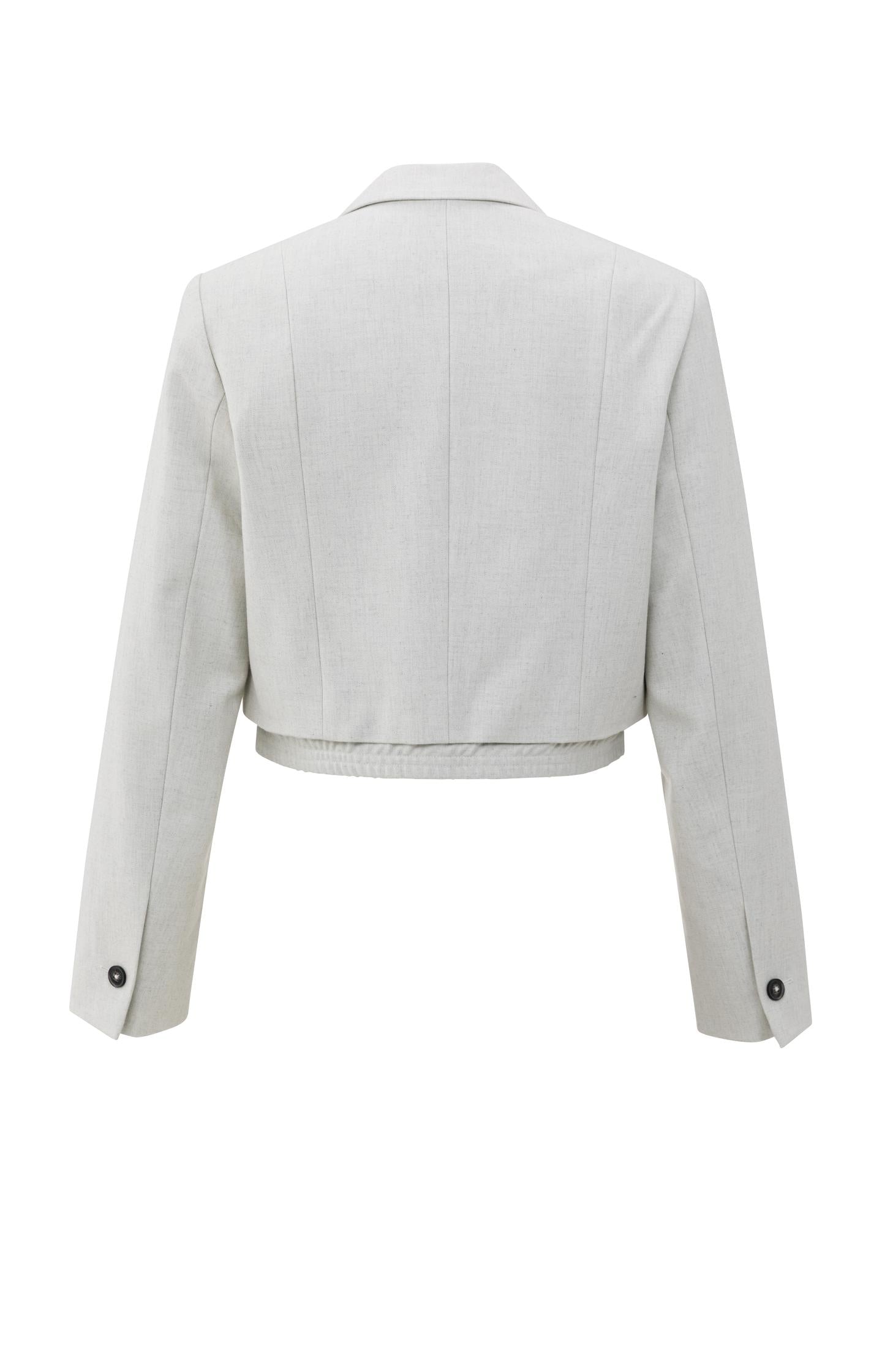 Soft woven cropped blazer with lapel collar