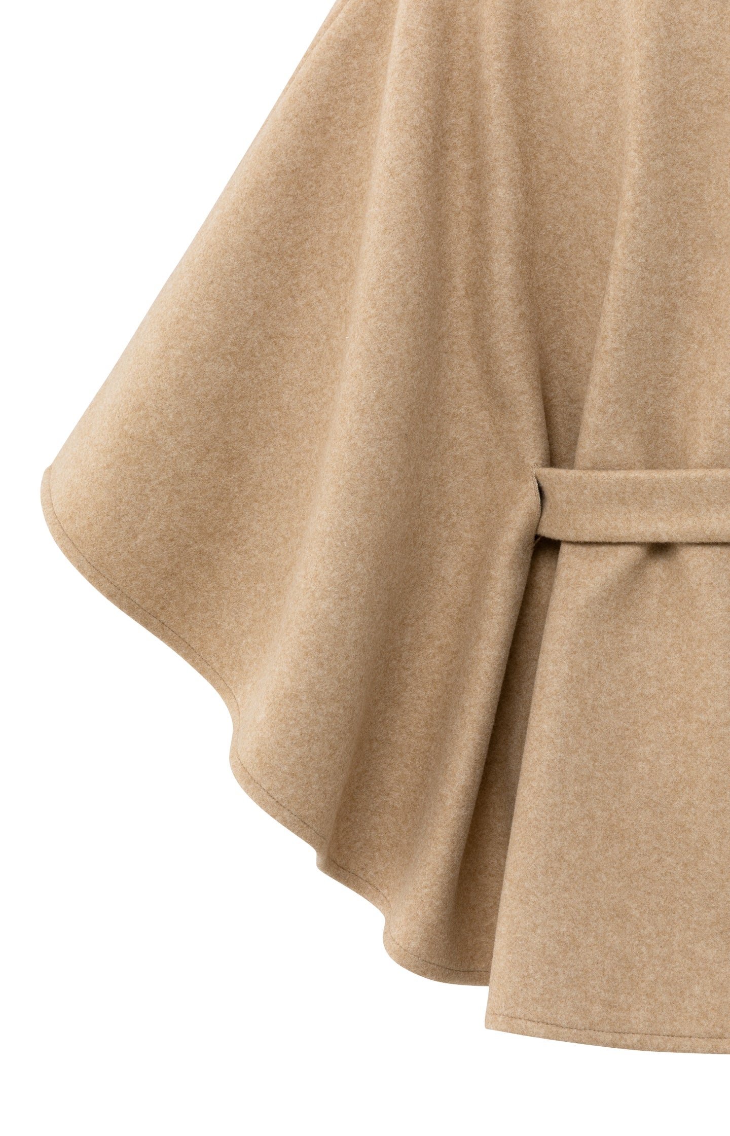 Soft woven poncho with collar and belt