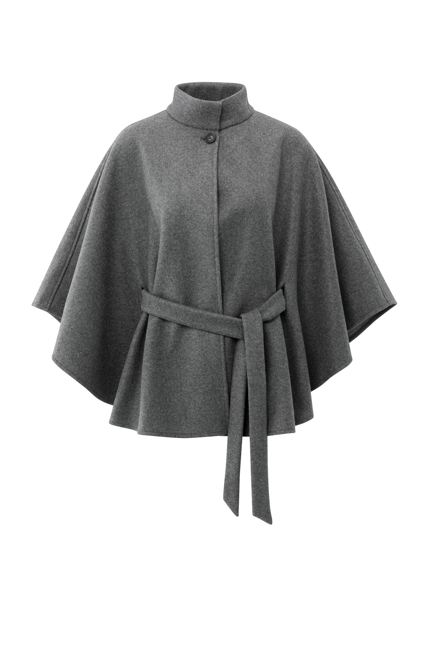 Soft woven poncho with collar and belt - Type: product