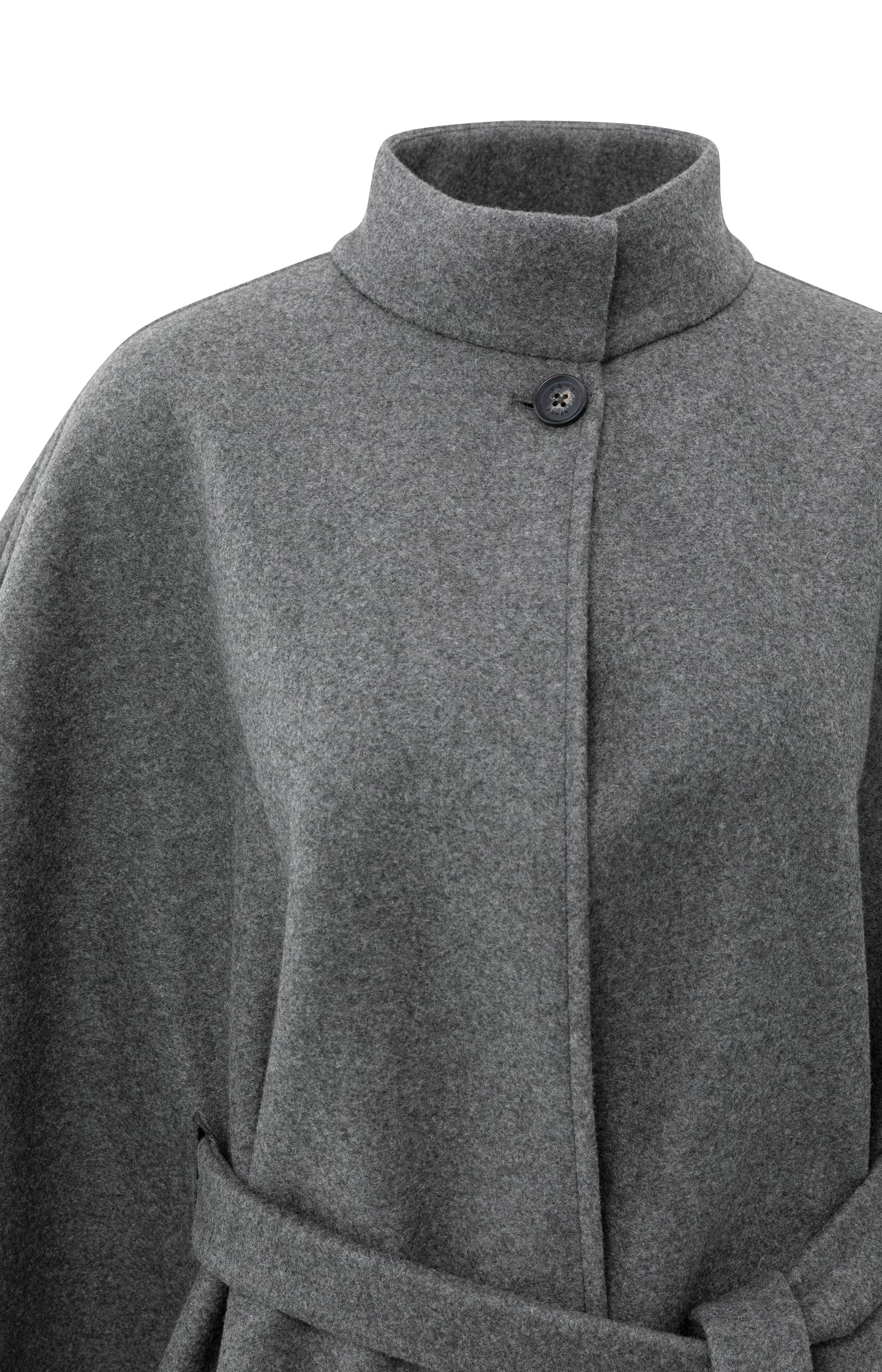 Soft woven poncho with collar and belt