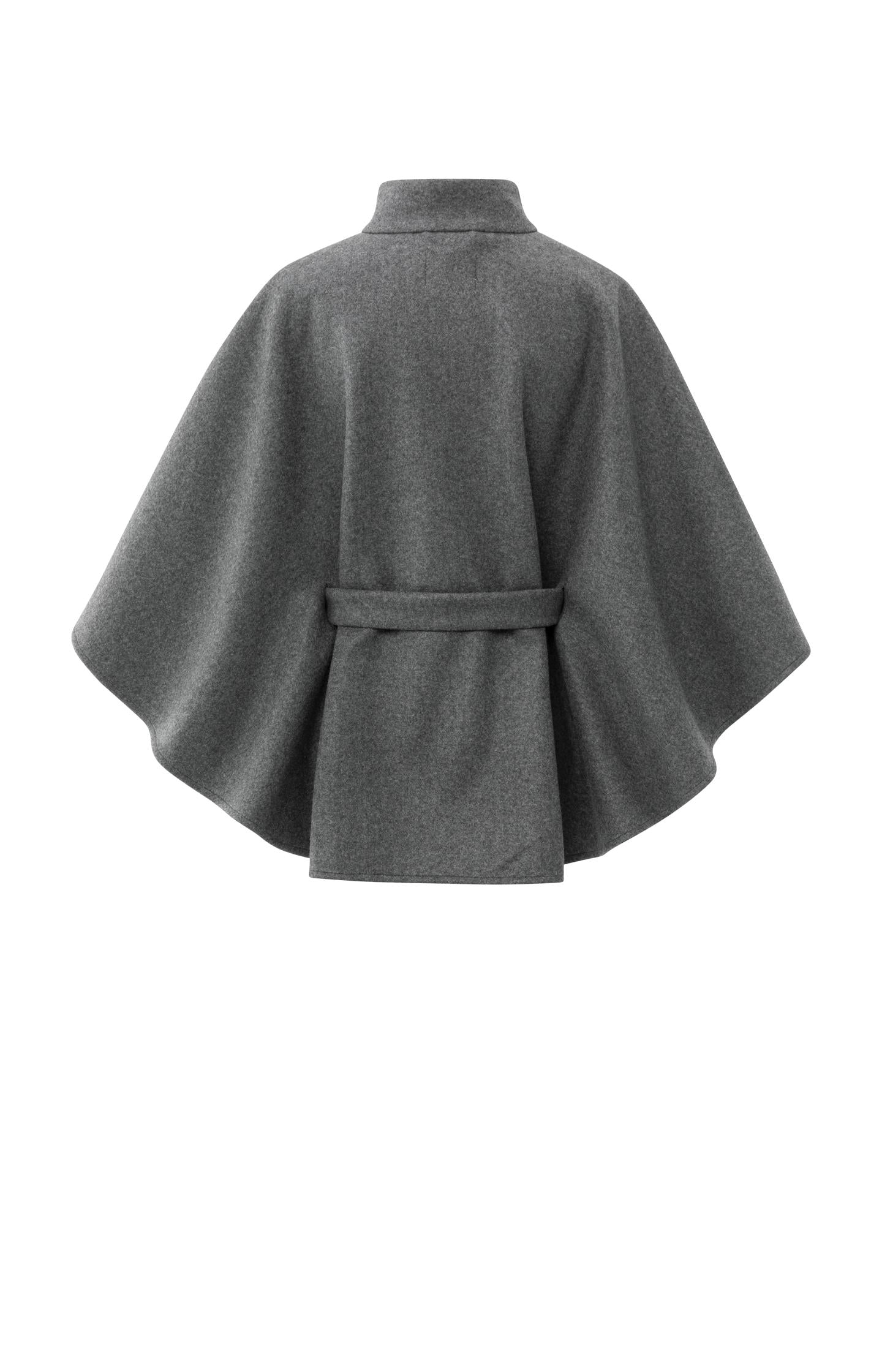 Soft woven poncho with collar and belt