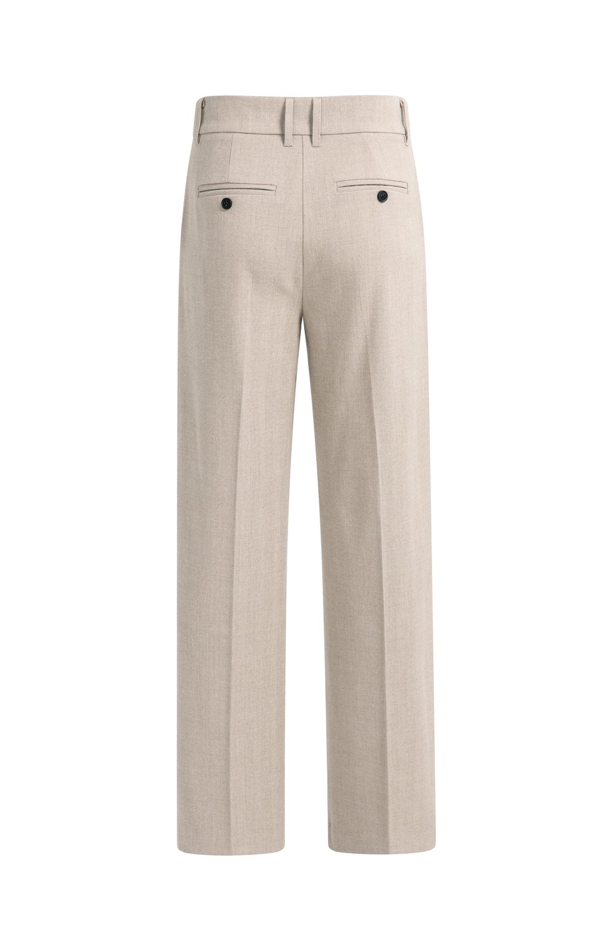 Zachte geweven pantalon met wijde pijpen - Beige Melange