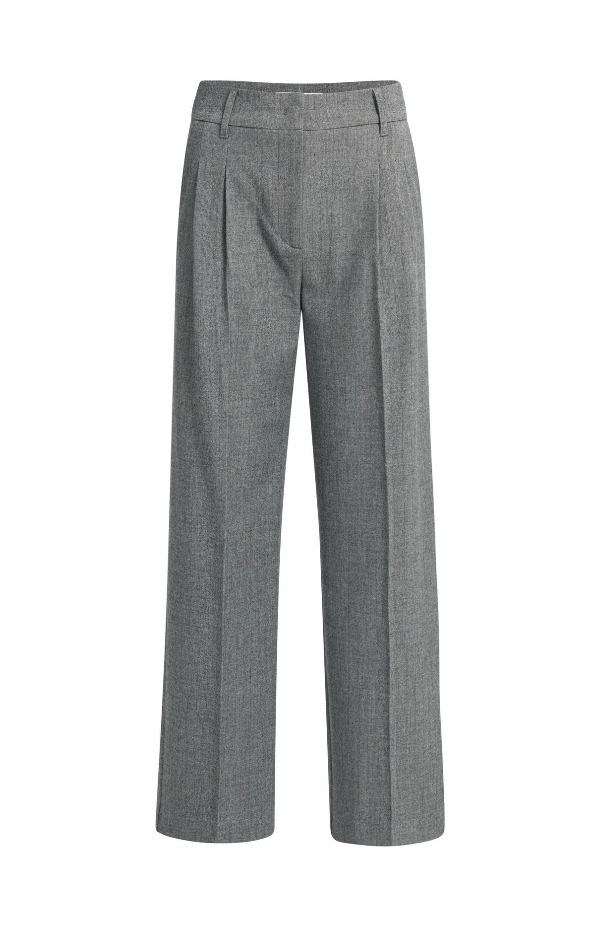 Zachte geweven pantalon met wijde pijpen - Medium Grey Melange