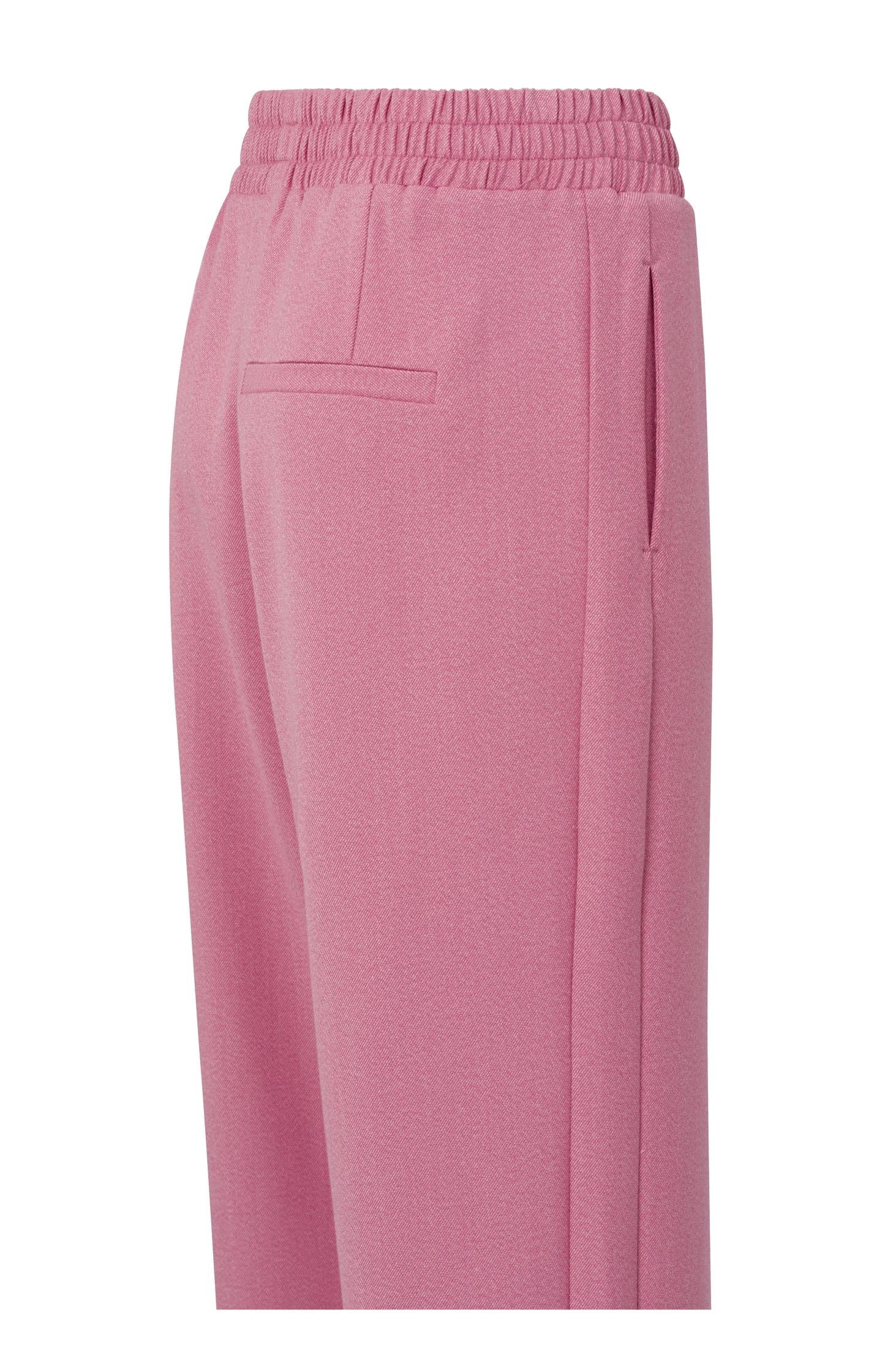 Soft woven wide leg trousers, with elastic waist and slits