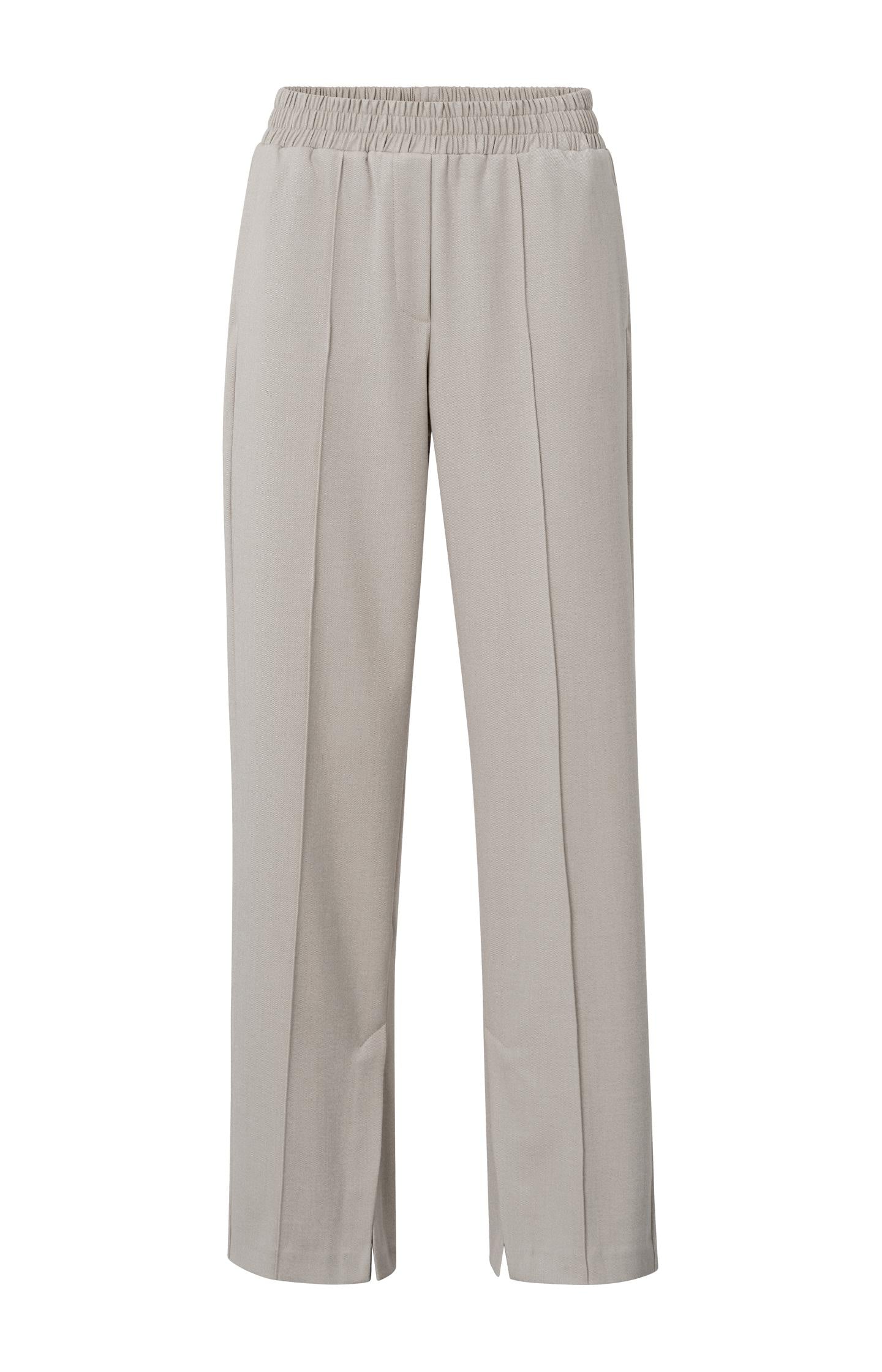 Soft woven wide leg trousers, with elastic waist and slits - Type: product