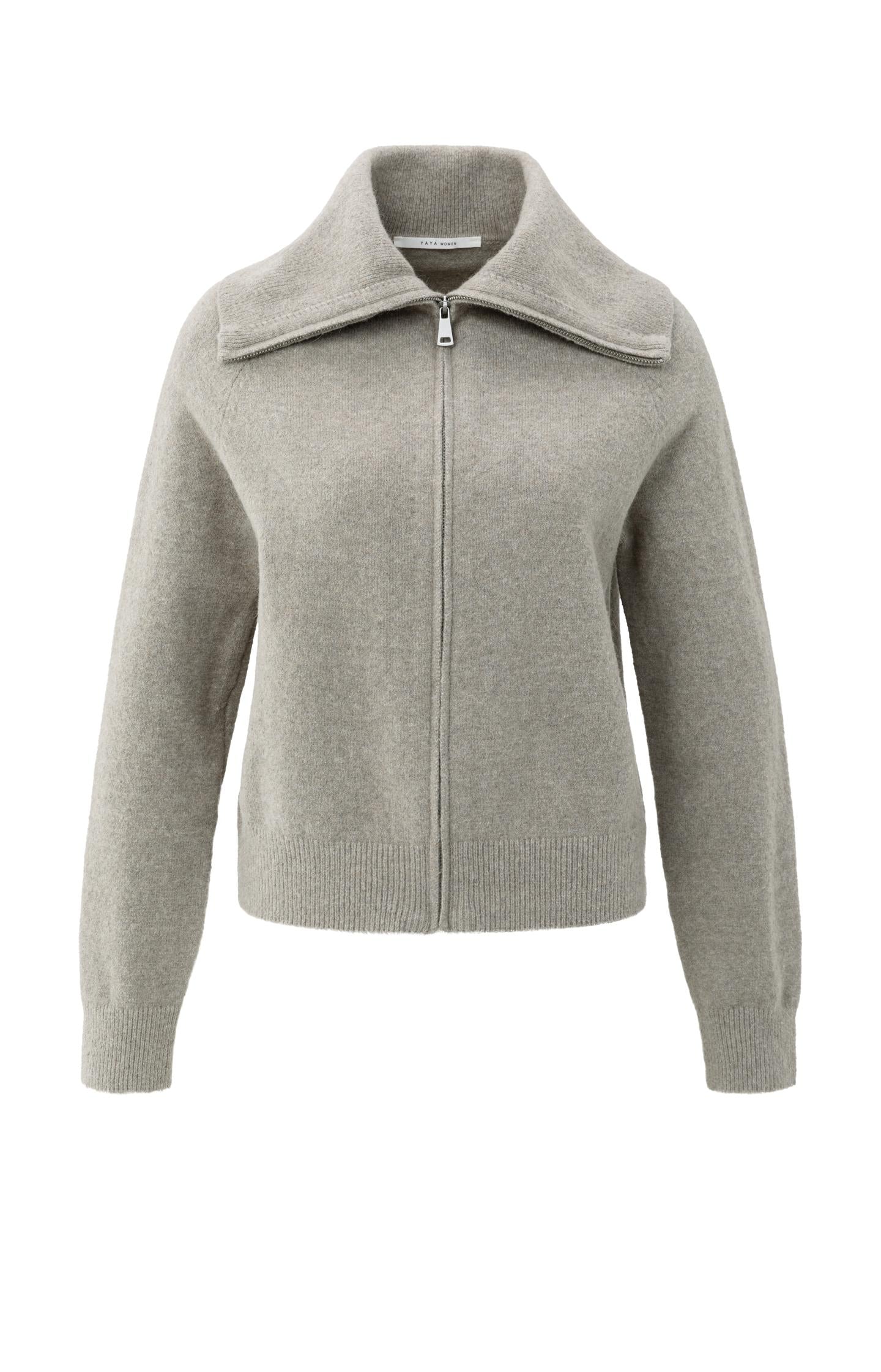 Soft zip-up cardigan with wide collar - Type: product