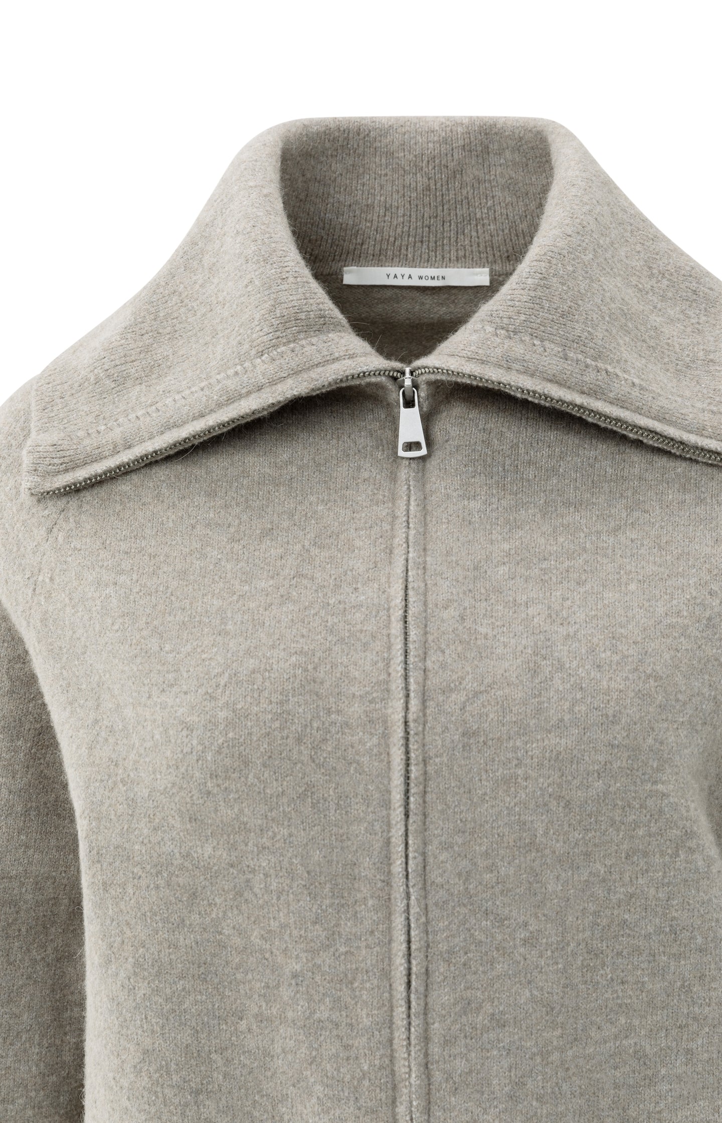 Soft zip-up cardigan with wide collar