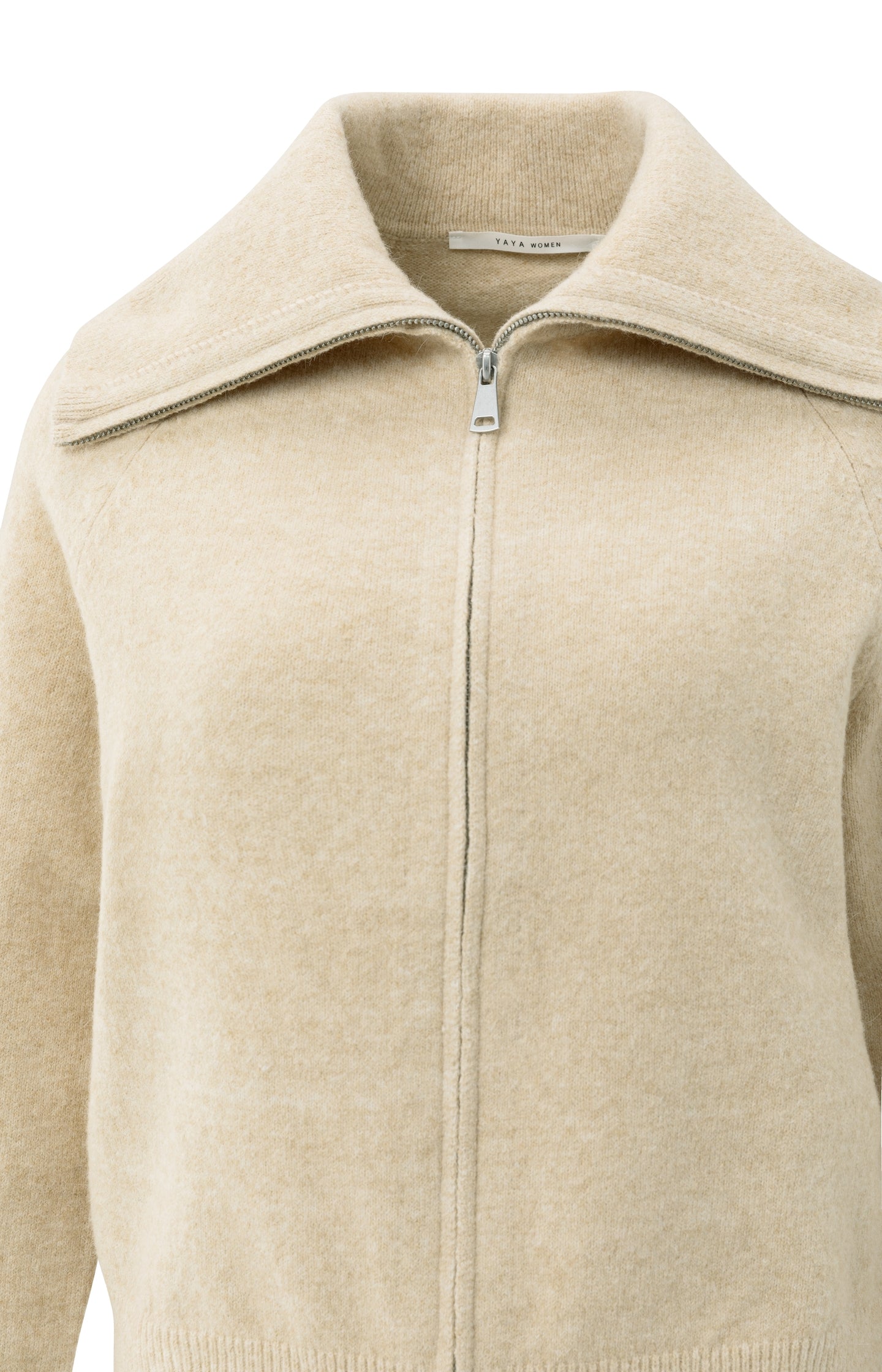 Soft zip-up cardigan with wide collar