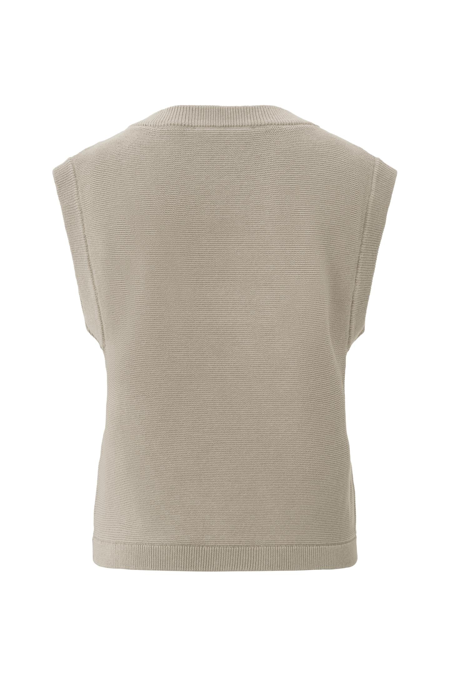 Spencer with square neck and ribbed details in cotton blend