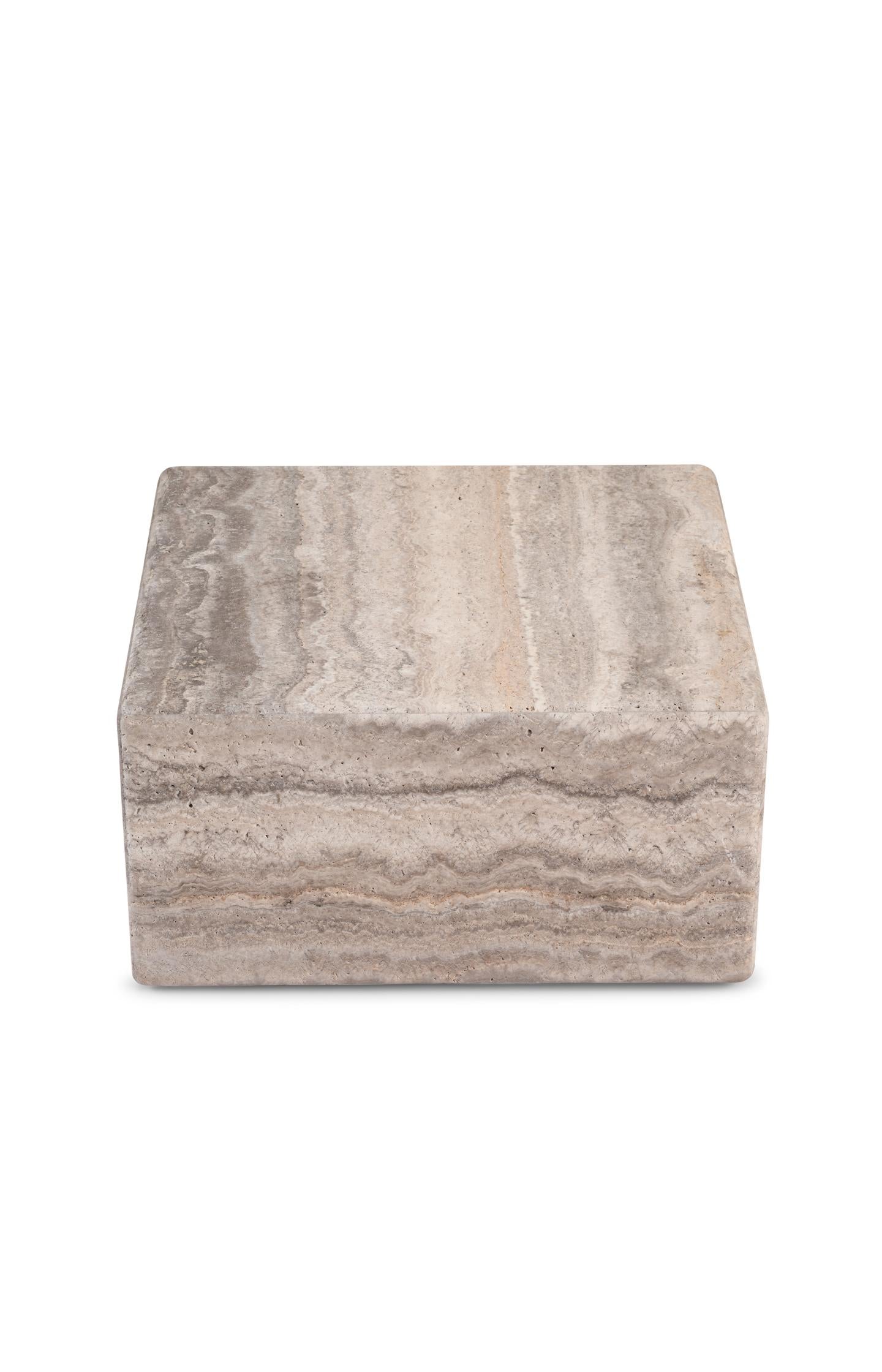 Square natural stone side table
