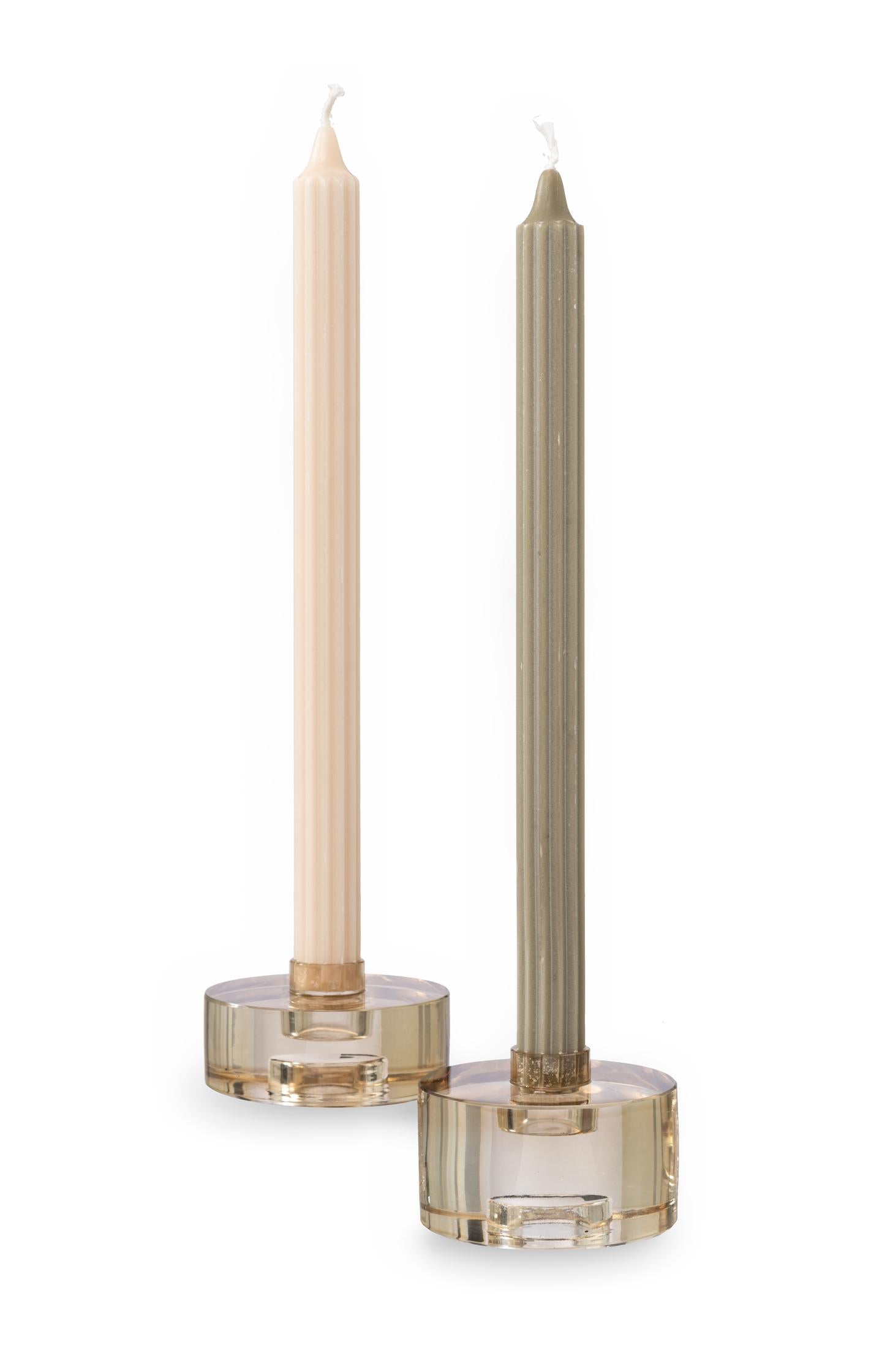 Stackable glass candle holder - large