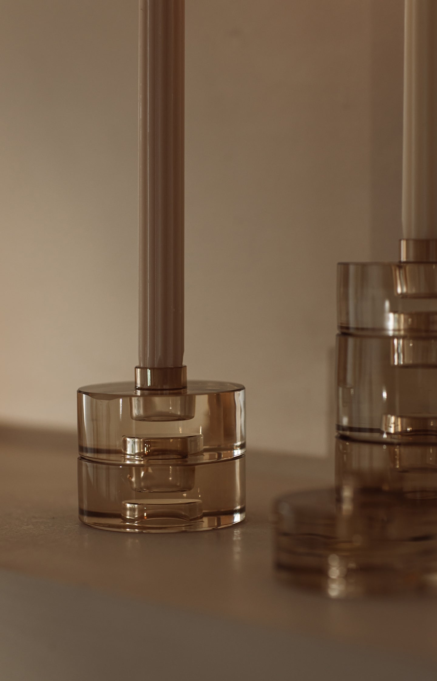 Stackable glass candle holder - small