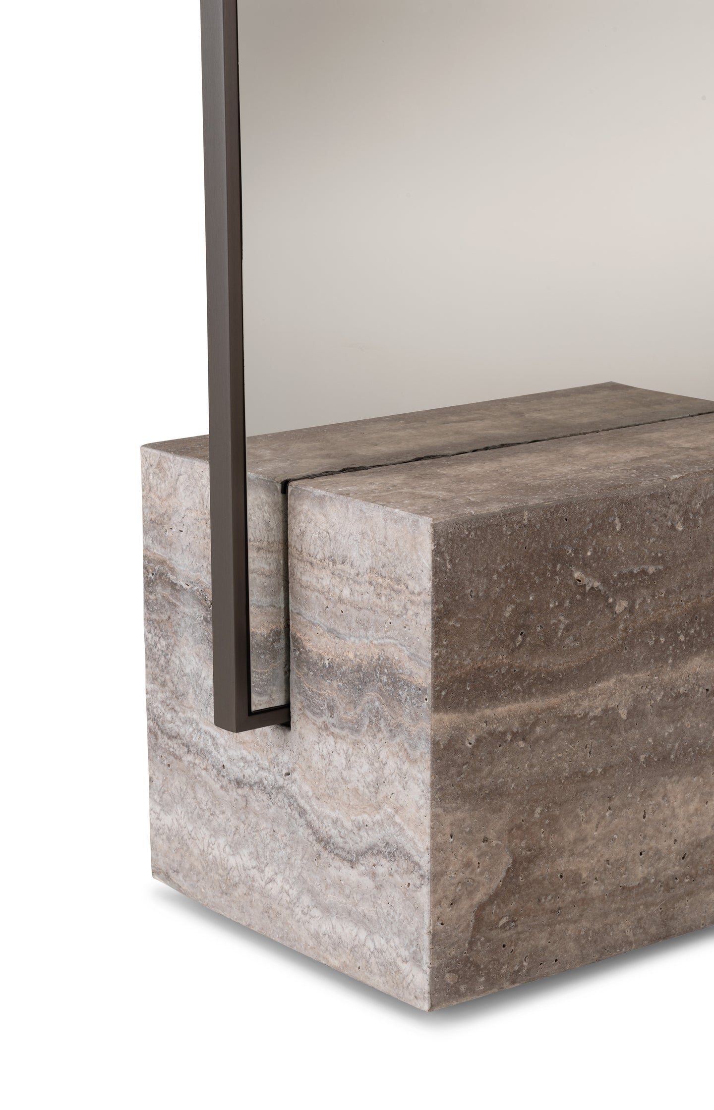 STANDING MIRROR TRAVERTINE BASE
