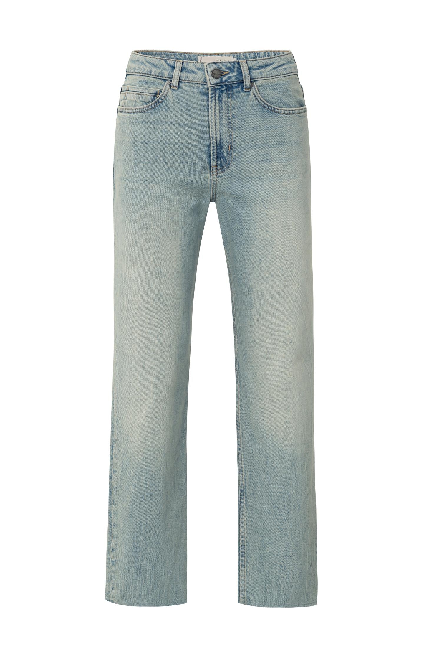 Straight denim with high waist and ankle length (L34) - Type: product
