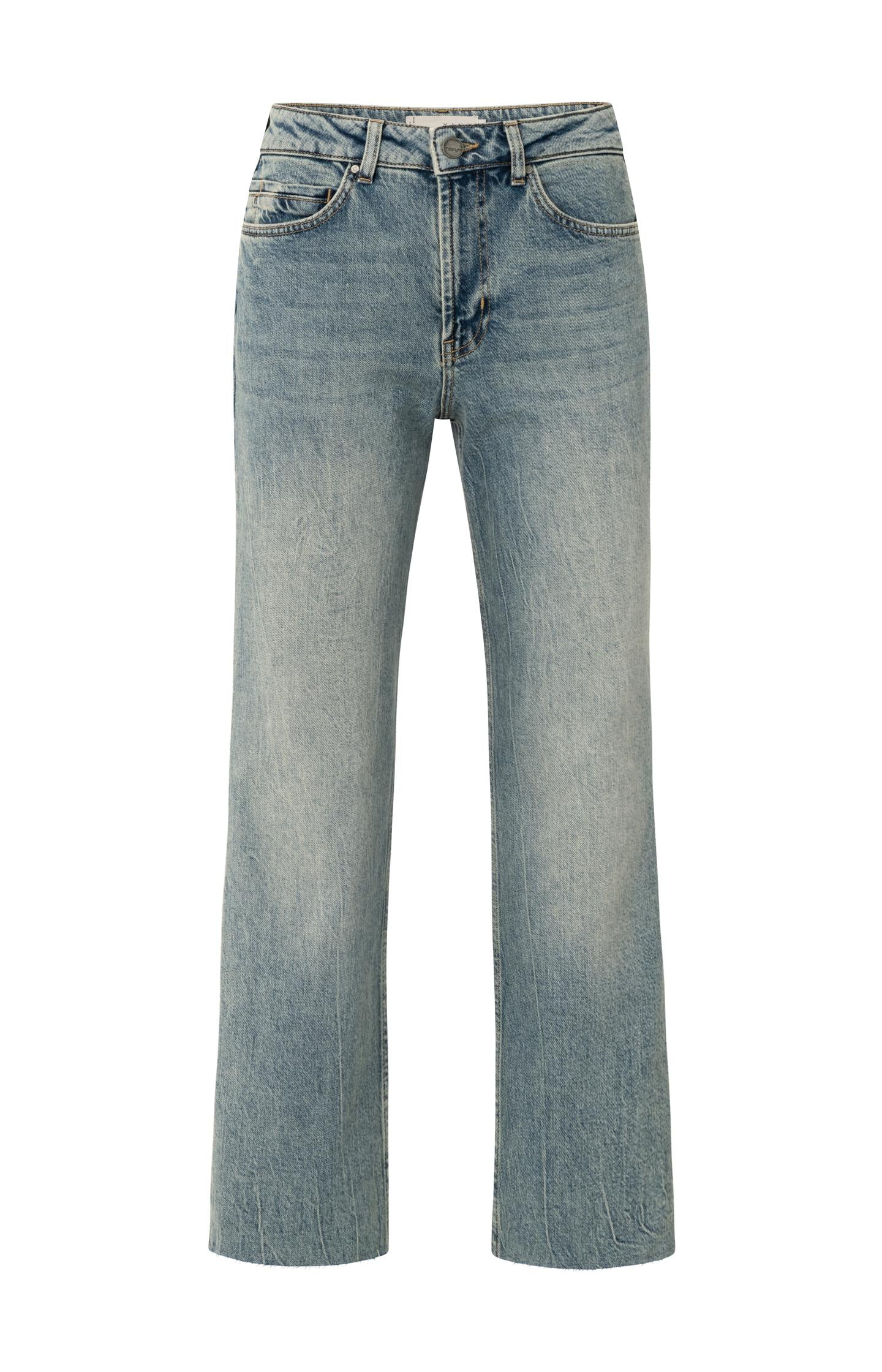 Straight denim with high waist and ankle length (L34) - Type: product