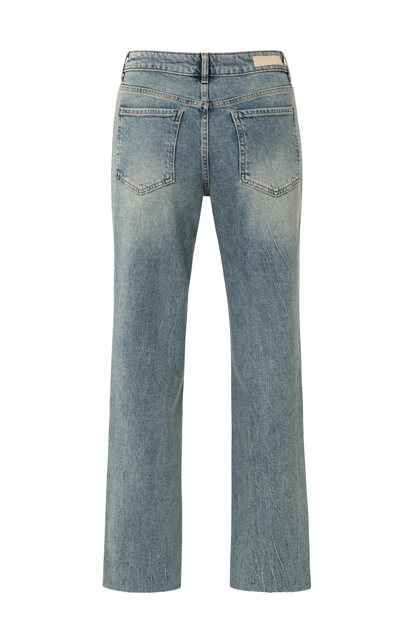 Straight denim with high waist and ankle length (L34)