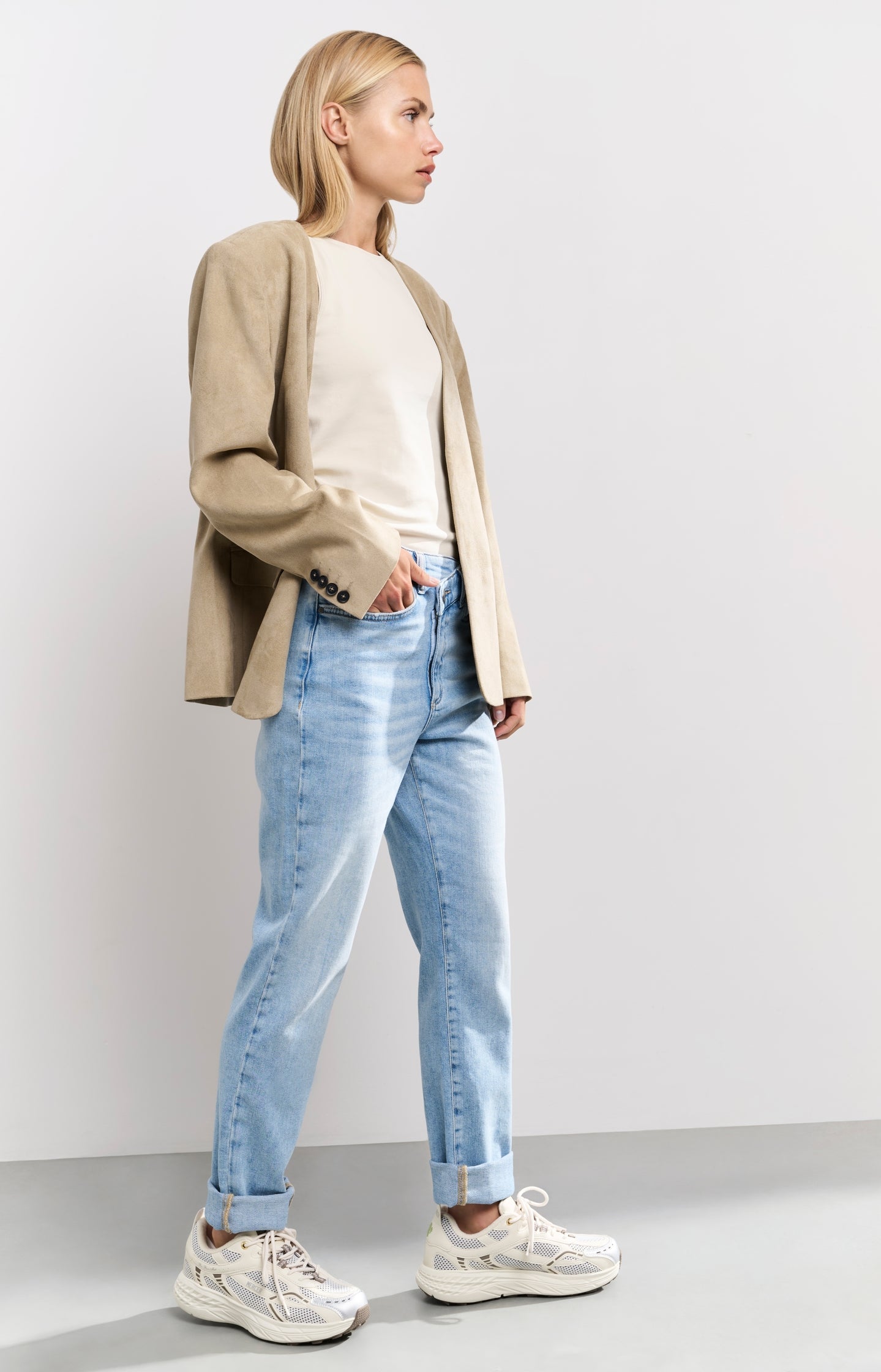 Straight fit jeans with wrap detail