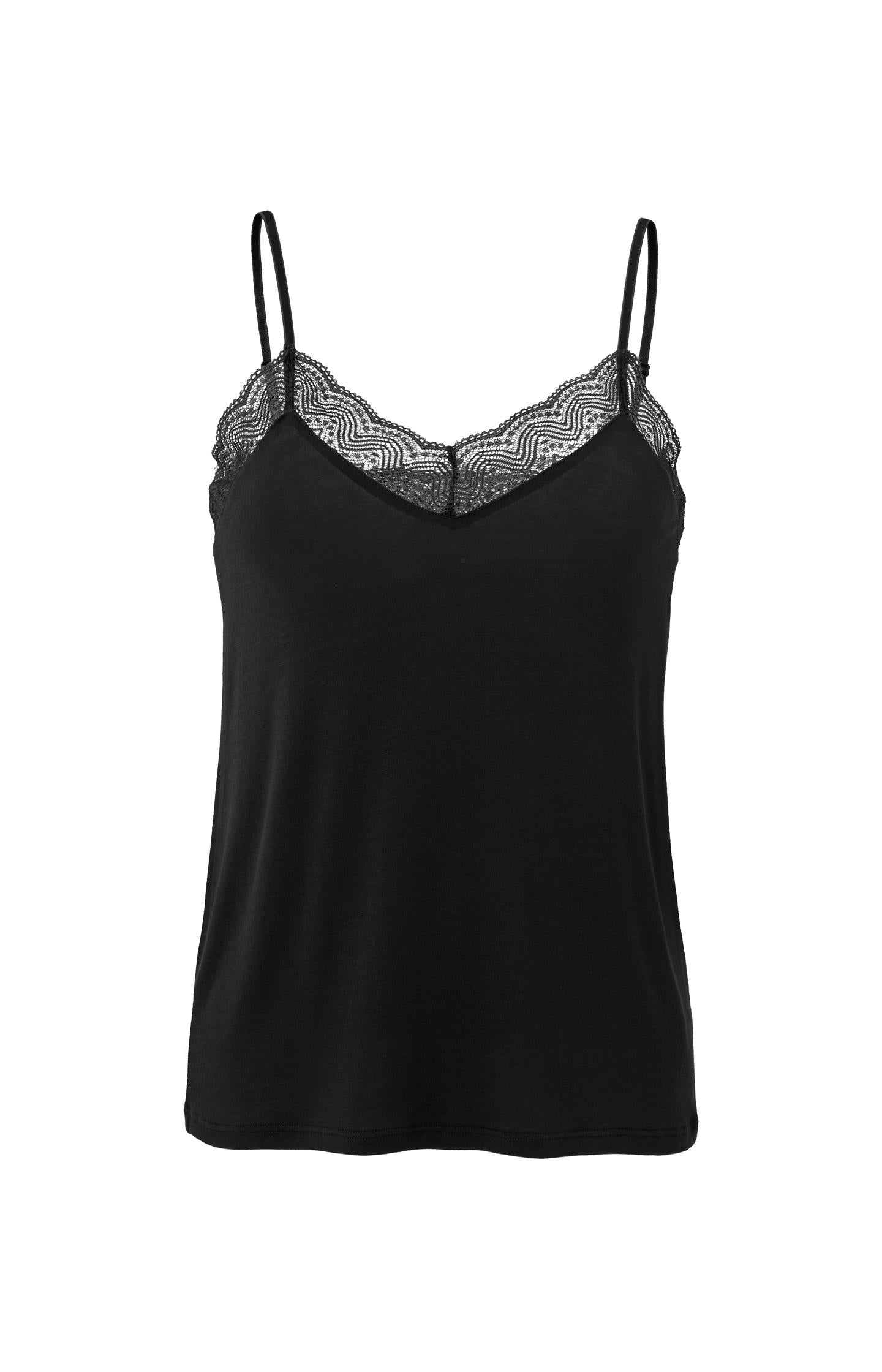 Strappy top with V-neck and lace details - Type: product