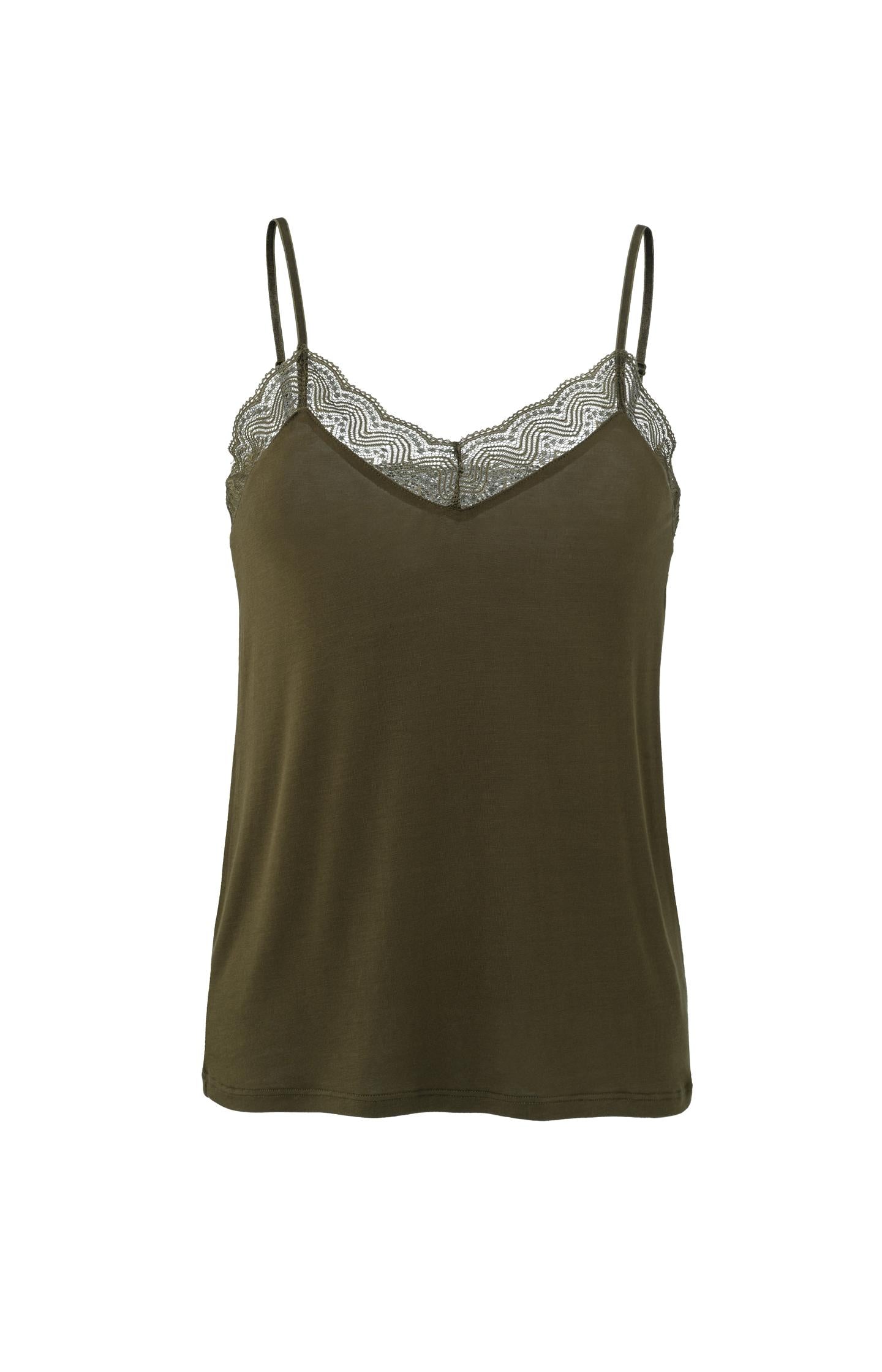 Strappy top with V-neck and lace details - Type: product