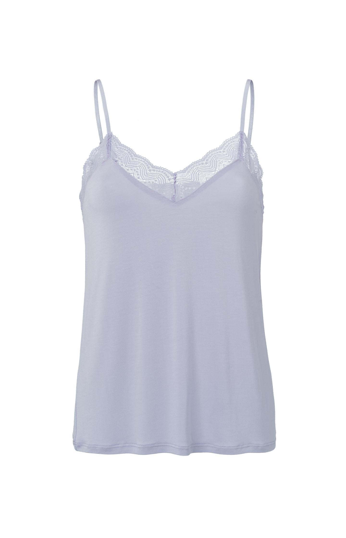 Strappy top with V-neck and lace details in slim fit - Type: product