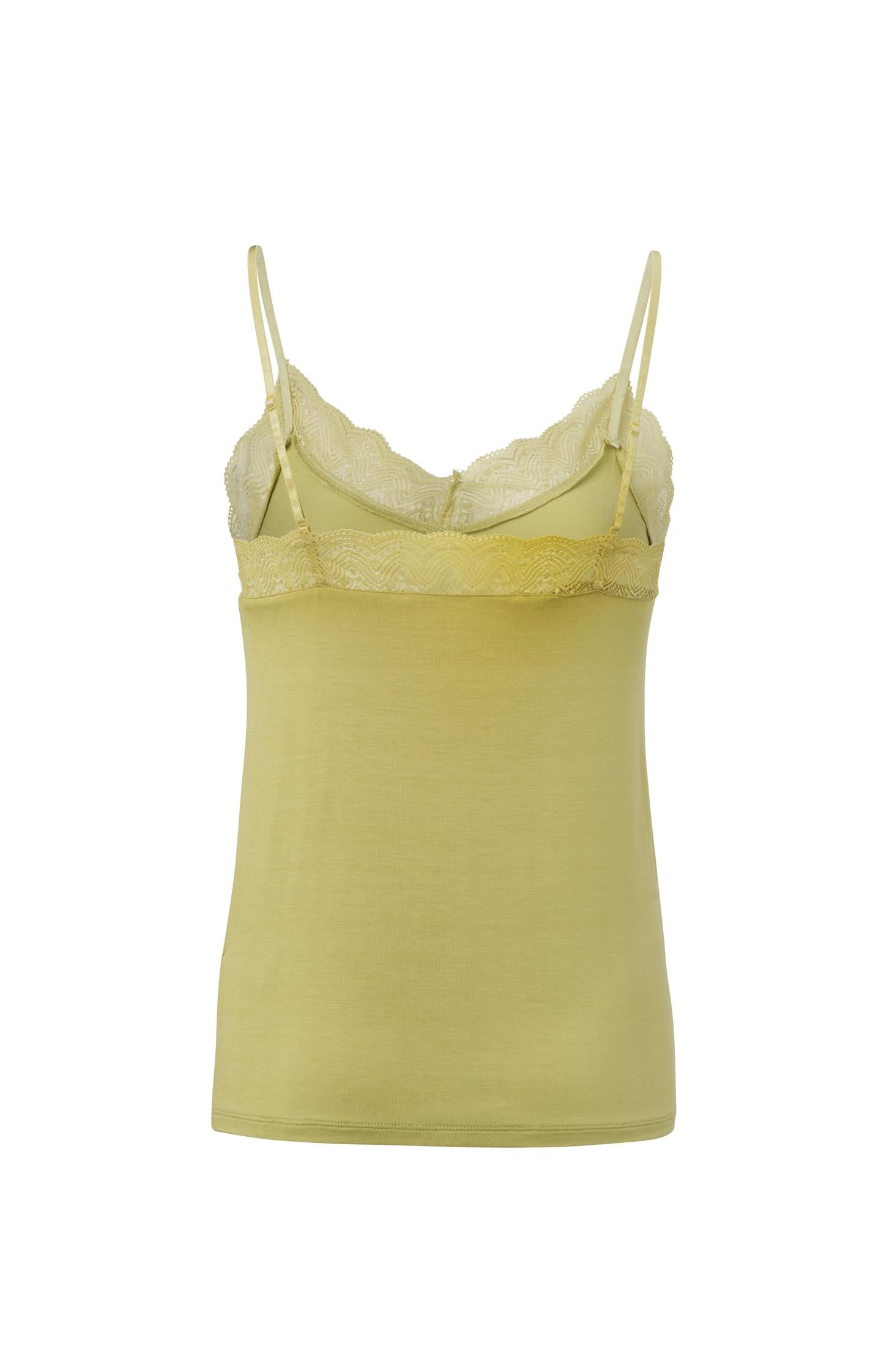 Strappy top with V-neck and lace details in slim fit