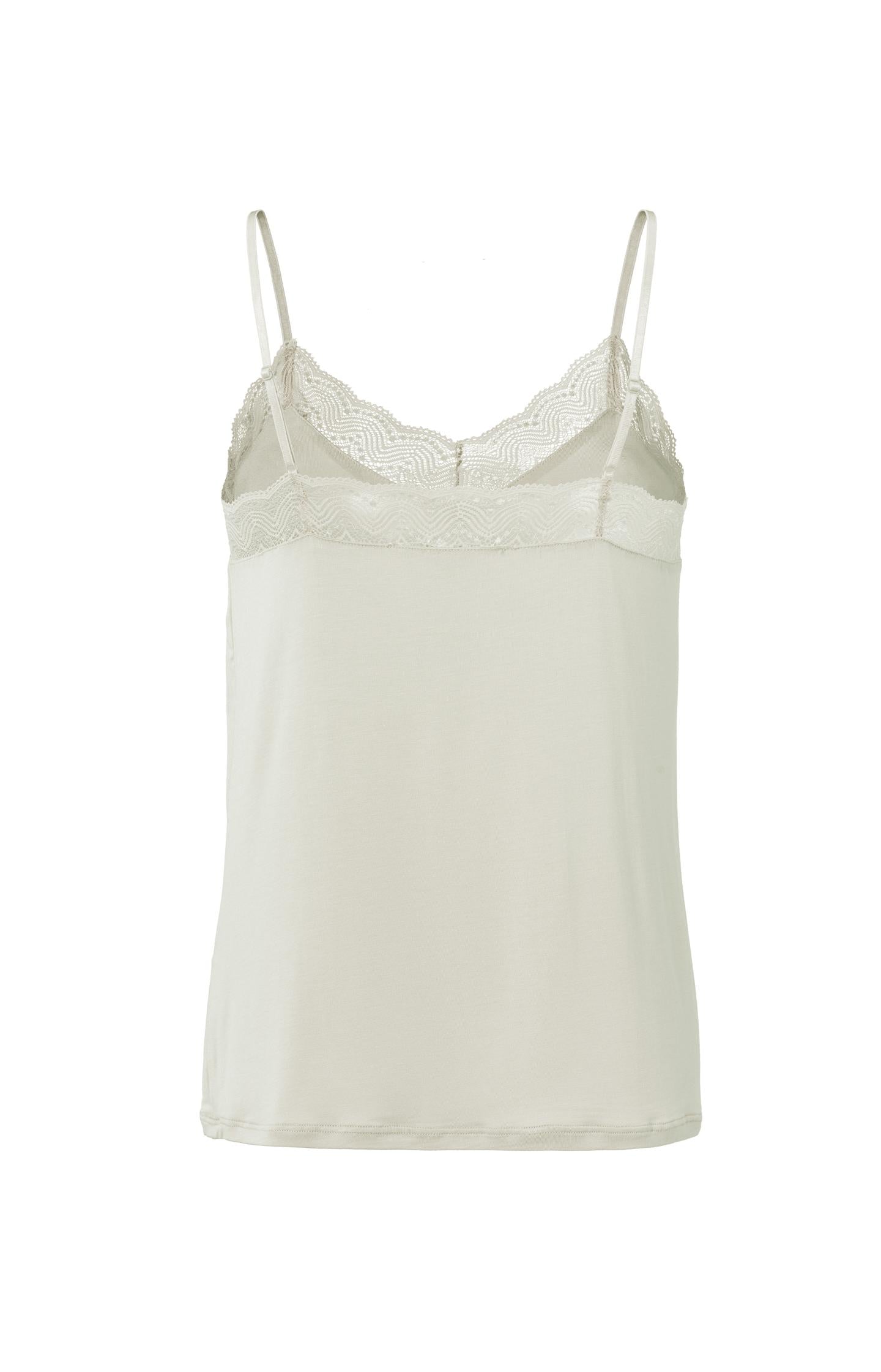 Strappy top with V-neck and lace details in slim fit