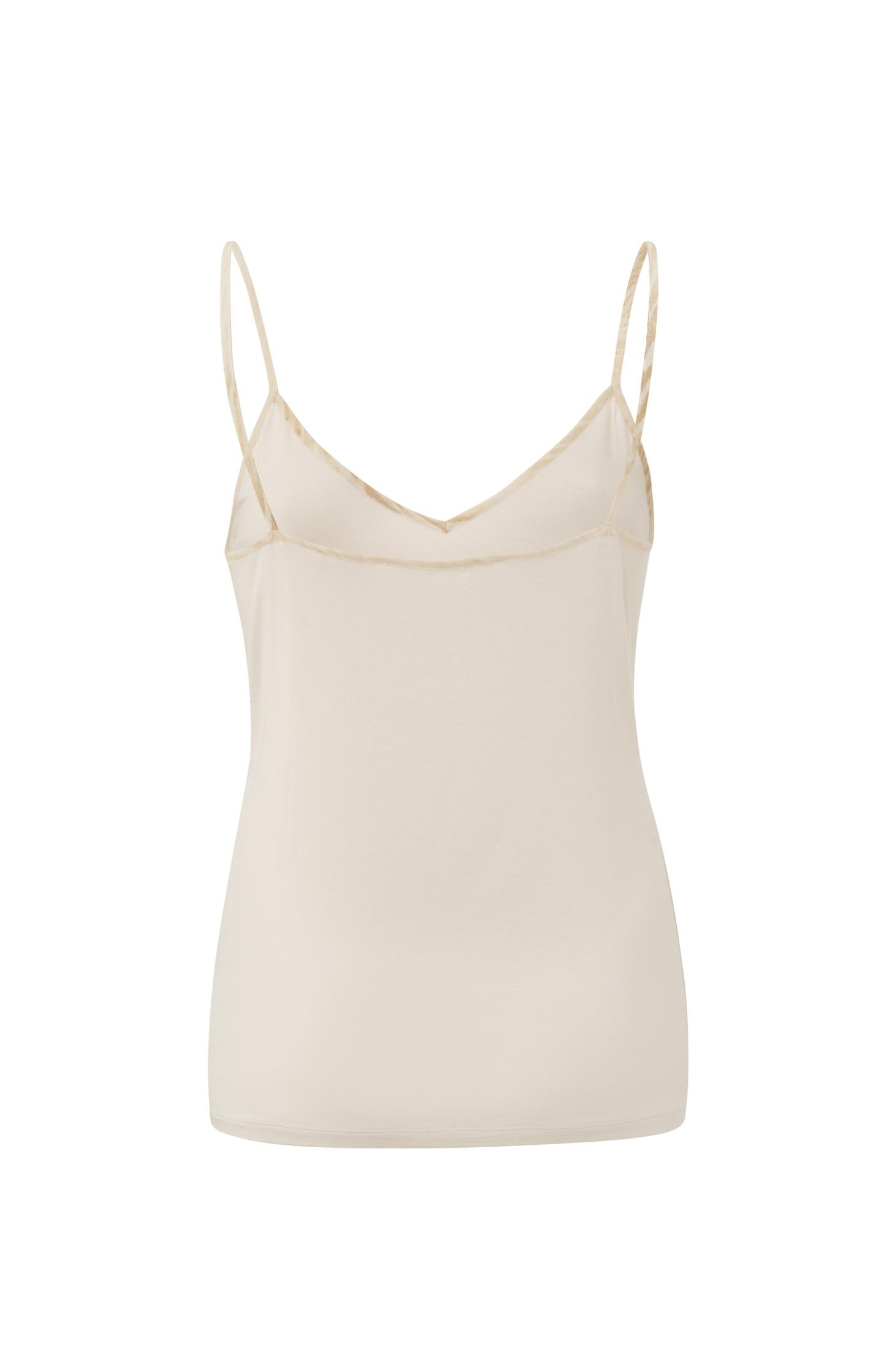 Strappy top with V-neck with woven binding in regular fit