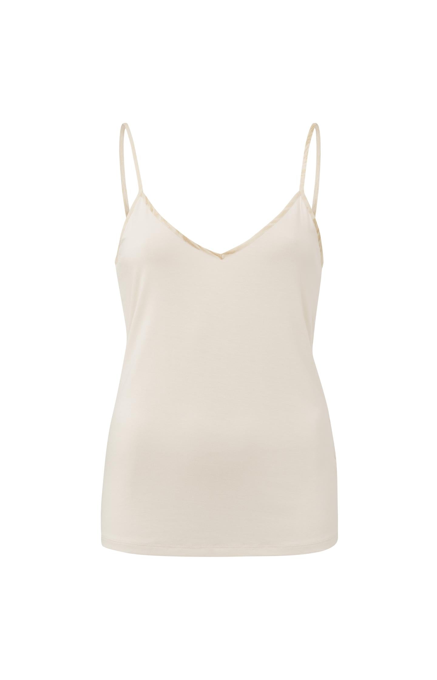 Strappy top with V-neck with woven binding in regular fit - Type: product