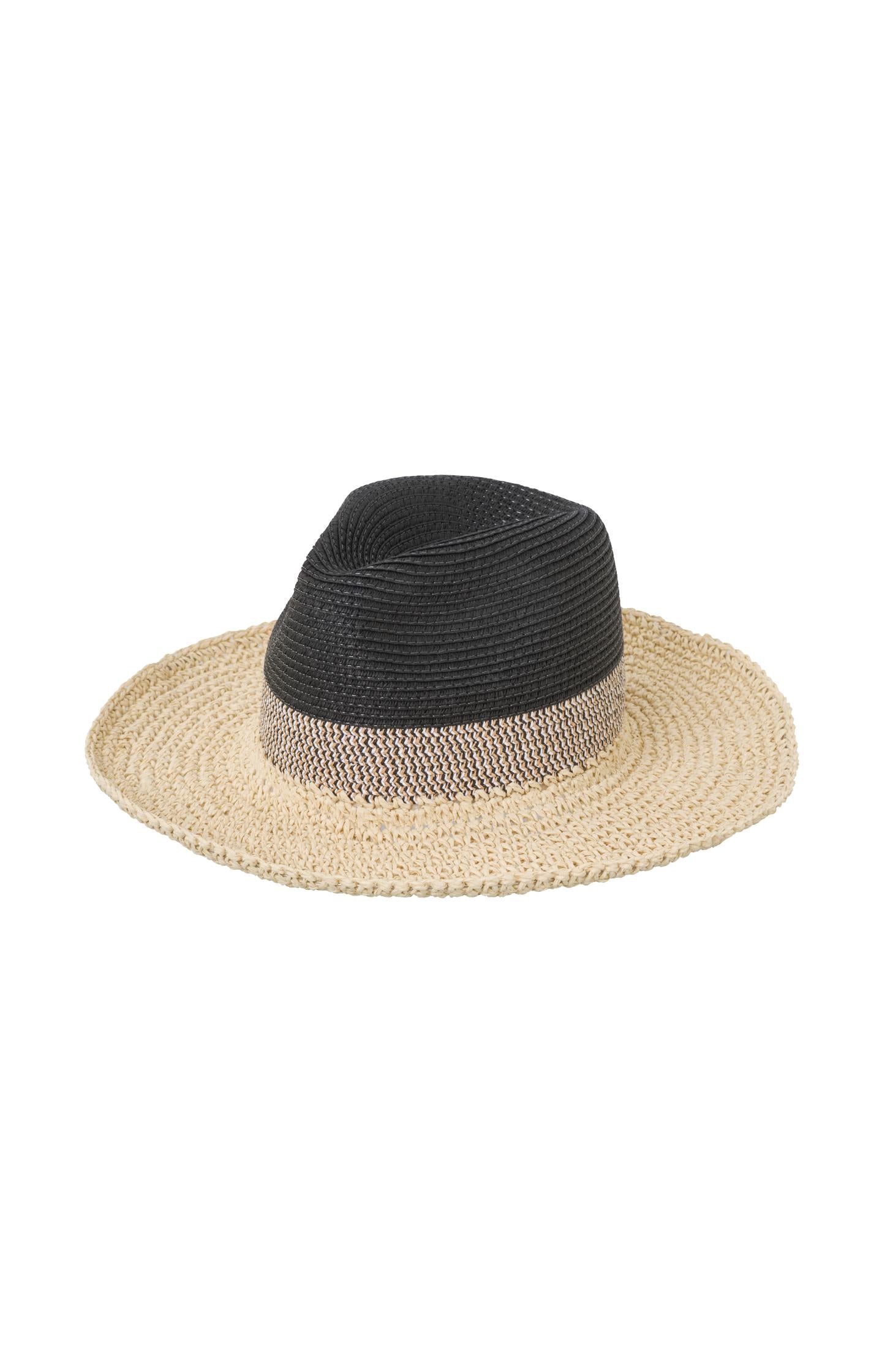 Straw hat in two tones - Black Dessin - Type: product