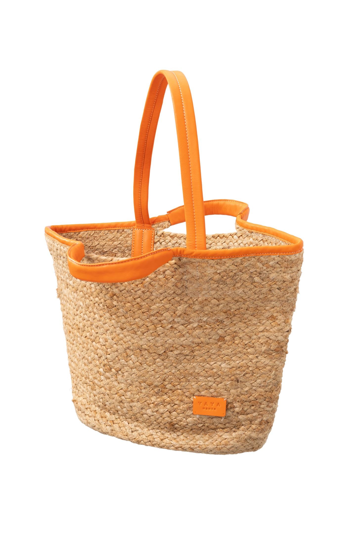 Straw leather basket bag