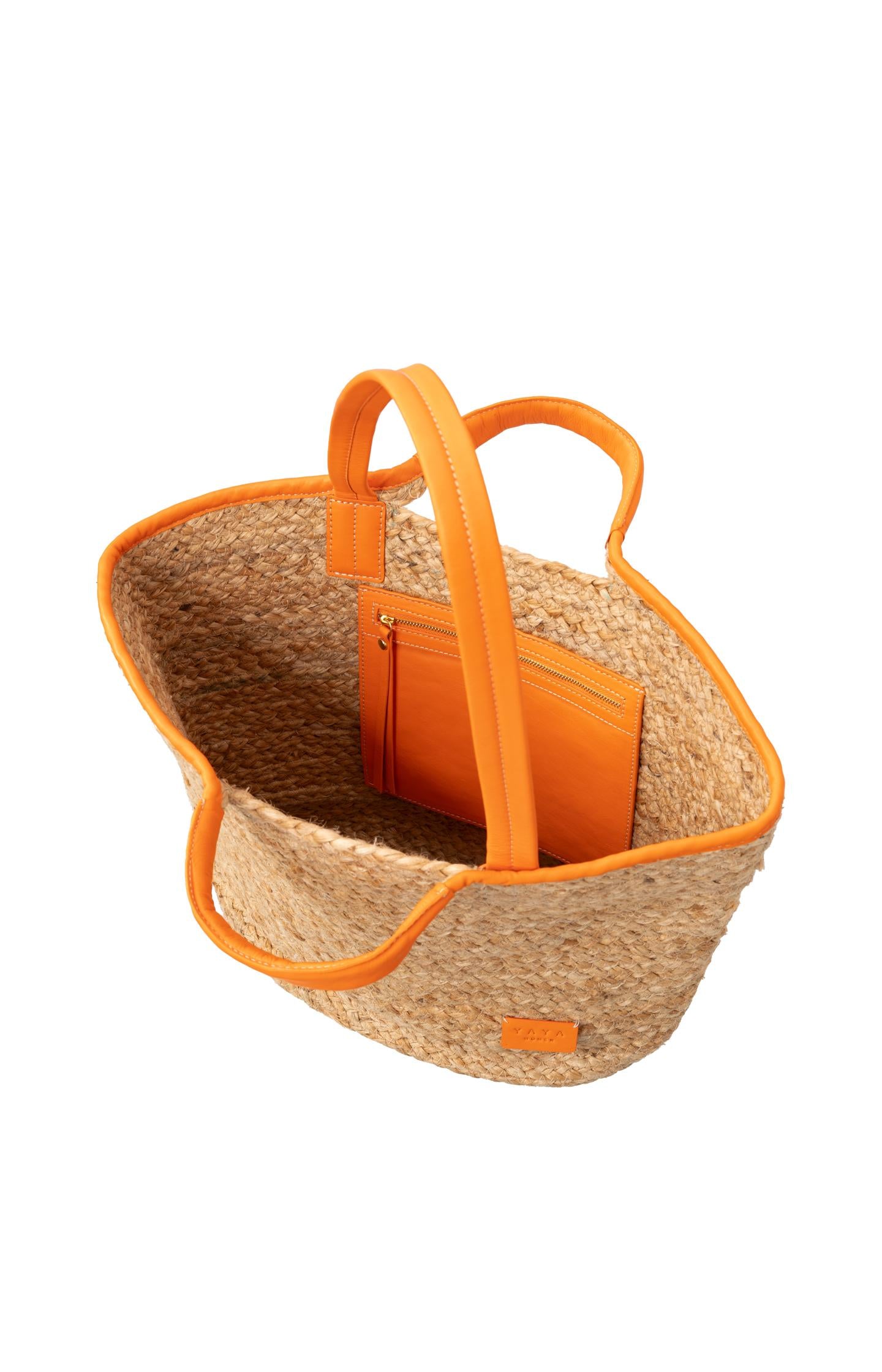 Straw leather basket bag