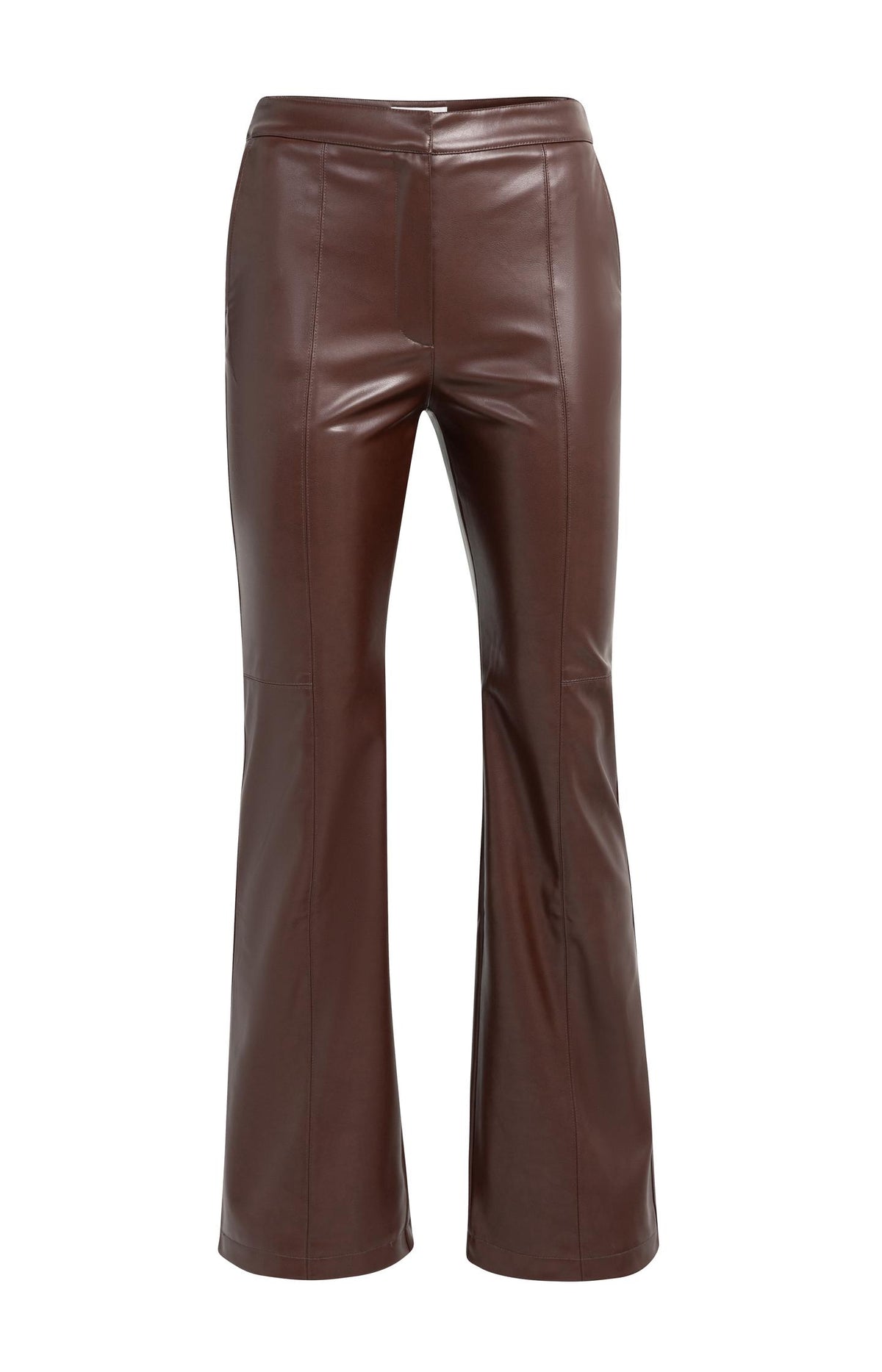 Stretch faux leather flared trousers - Red