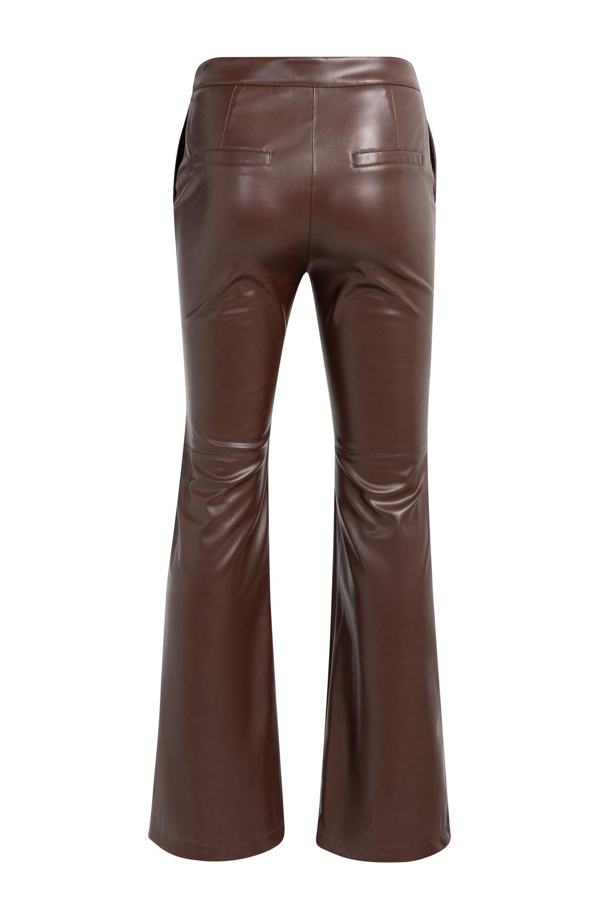 Stretchhose aus Lederimitat mit ausgestelltem Bein - Bitter Chocolate Red