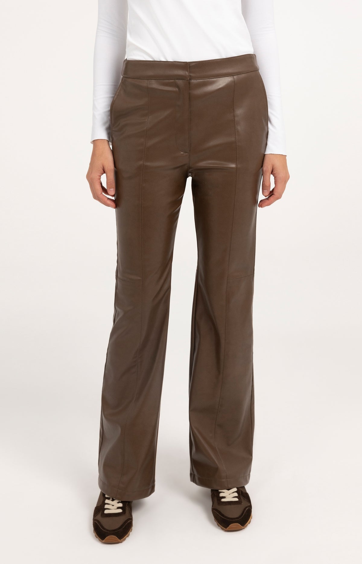 Stretch faux leather flared trousers - Type: lookbook