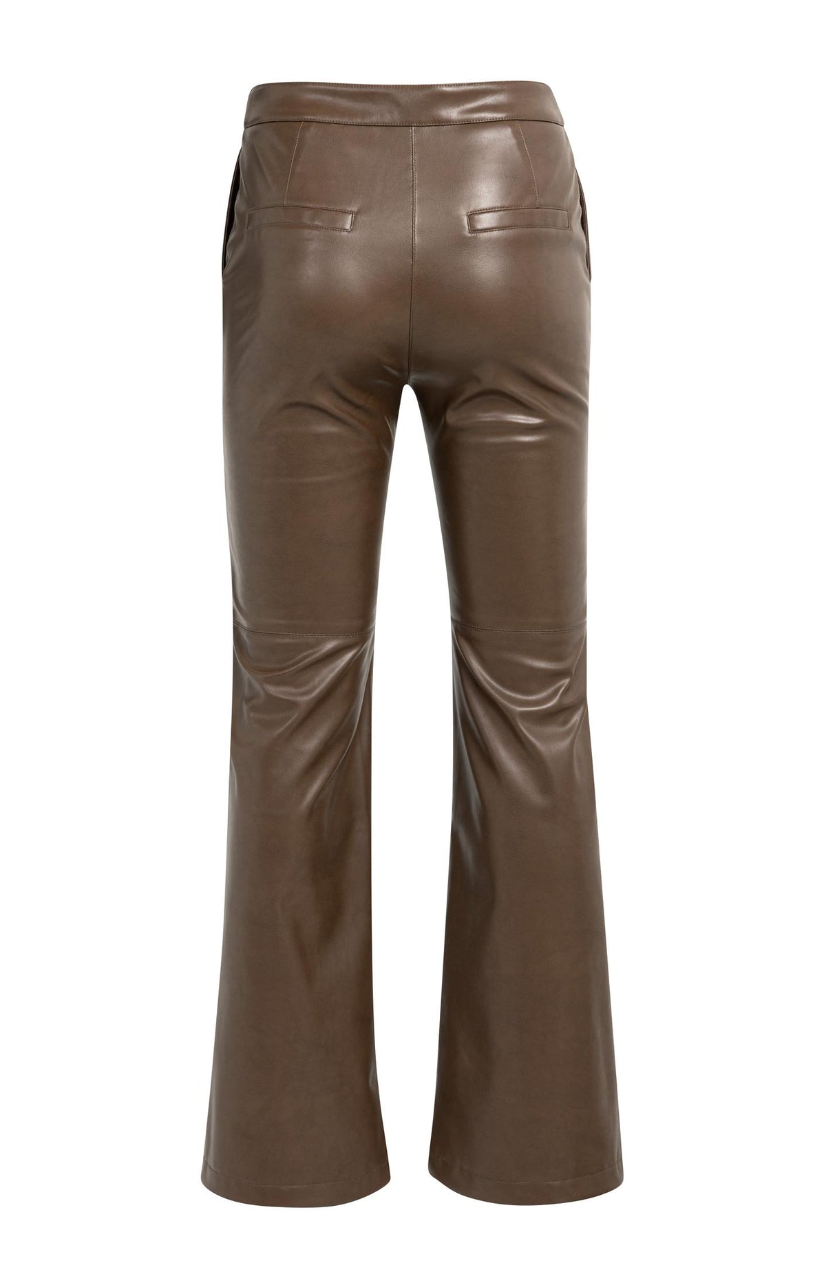 Stretch faux leather flared trousers - Cocoa Brown