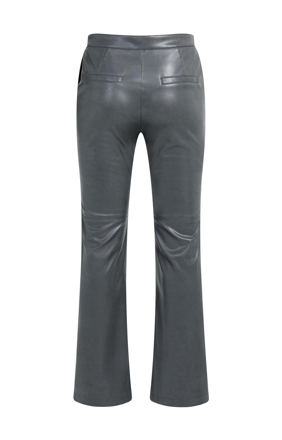 Stretch faux leather flared trousers