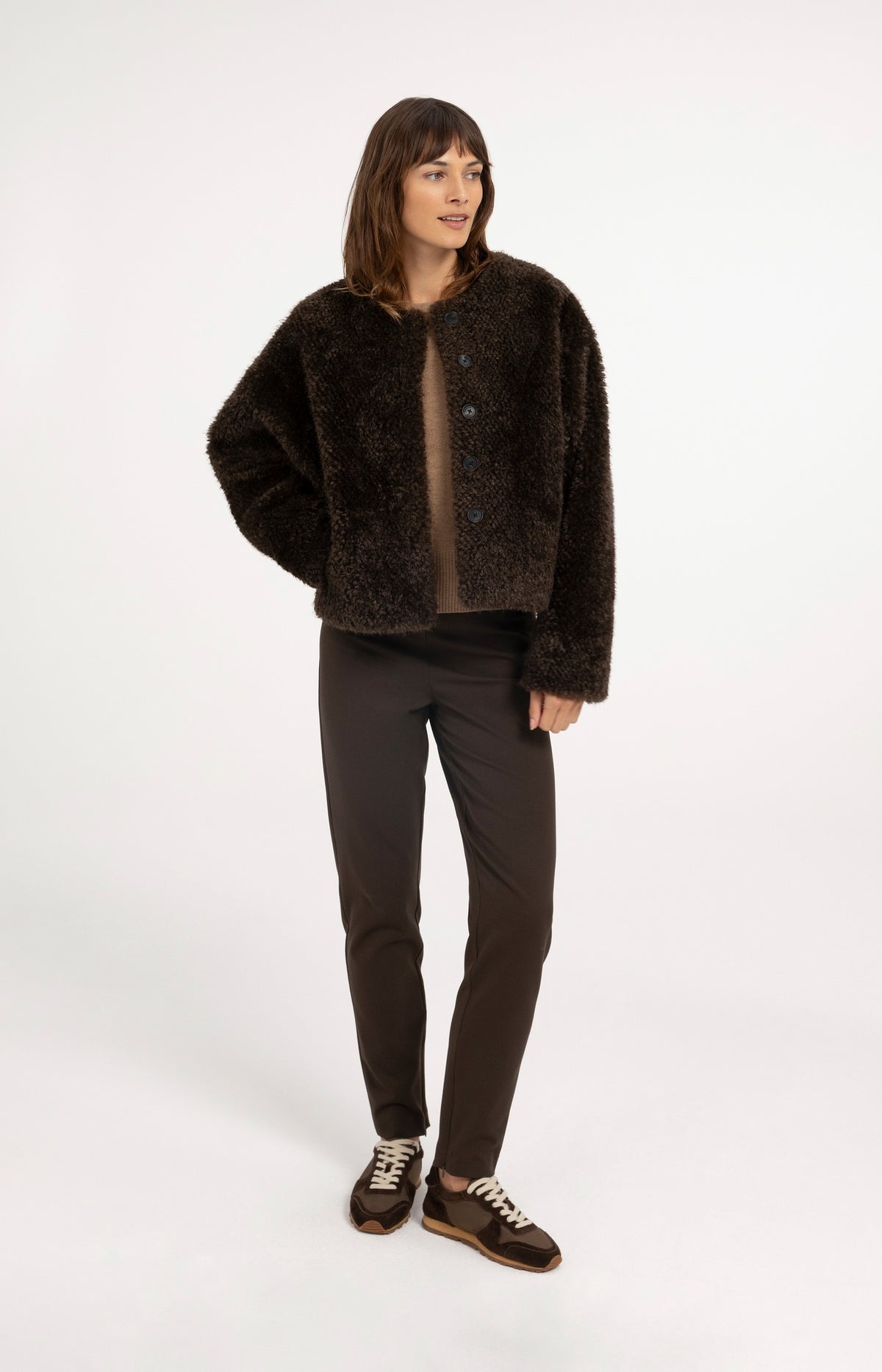 Stretch treggings with zip detail at hems - Delicioso Brown