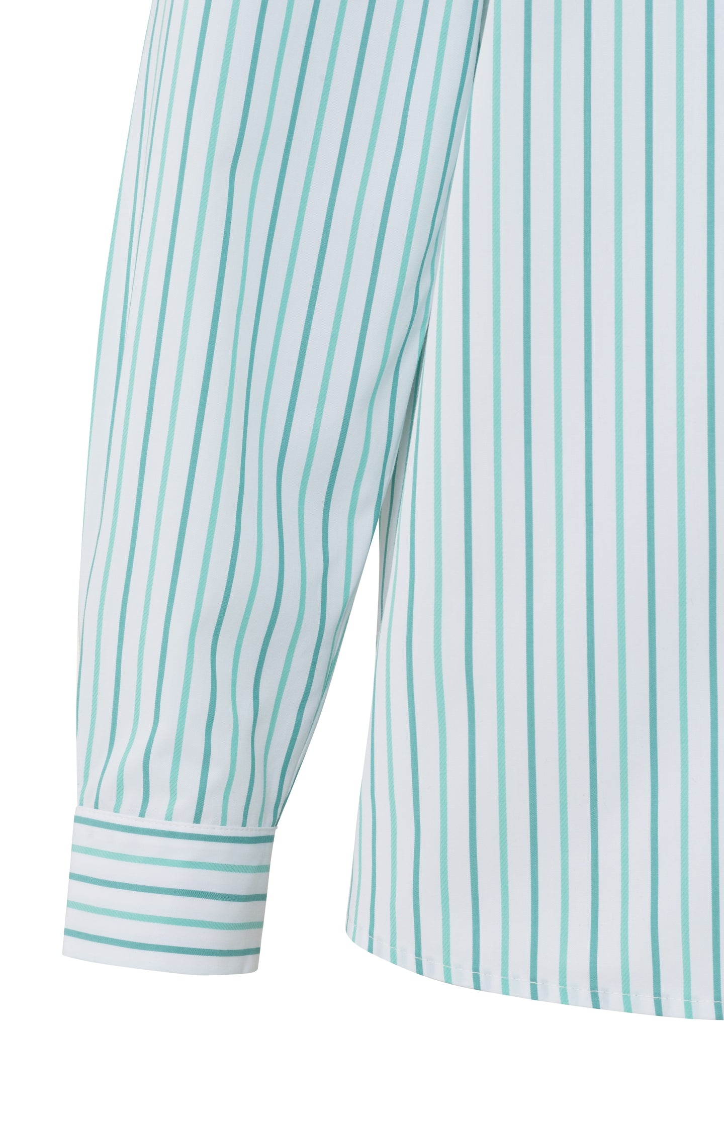 Striped blouse with chest pocket and cuff tape