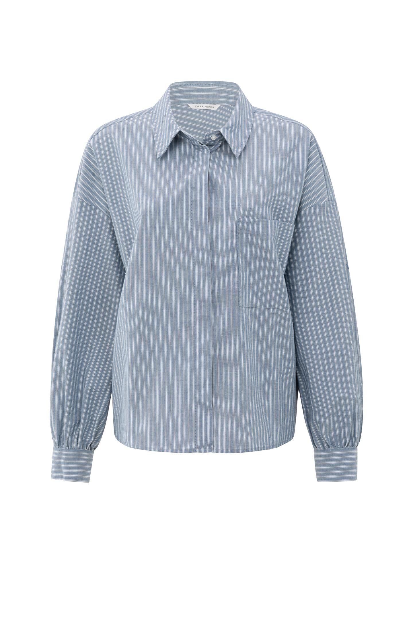 Striped blouse with chest pocket and long sleeves - Type: product