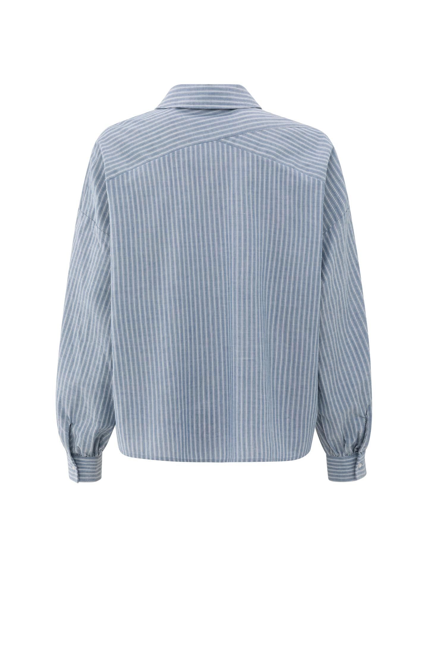 Striped blouse with chest pocket and long sleeves