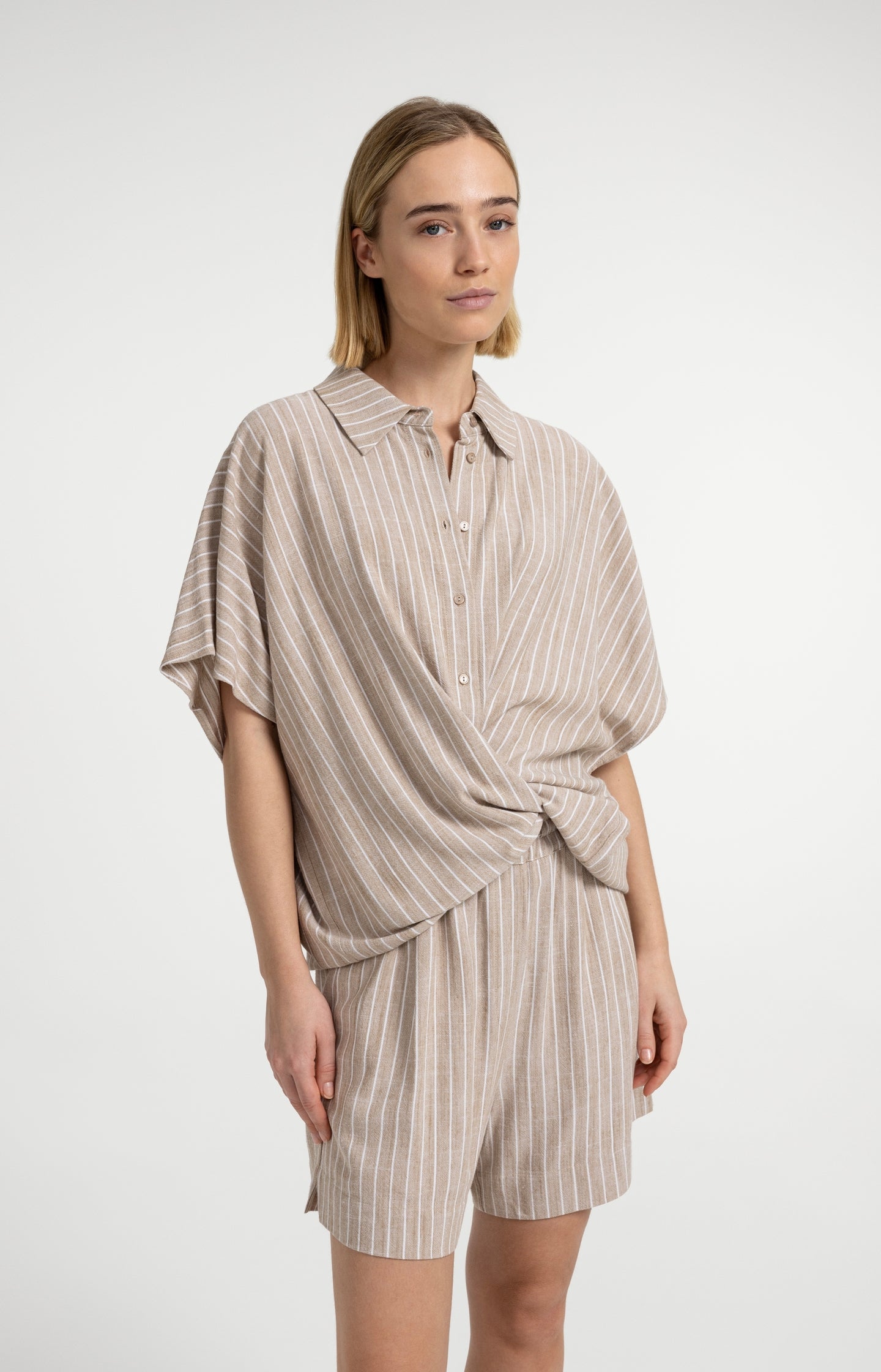 Striped blouse with short sleeves