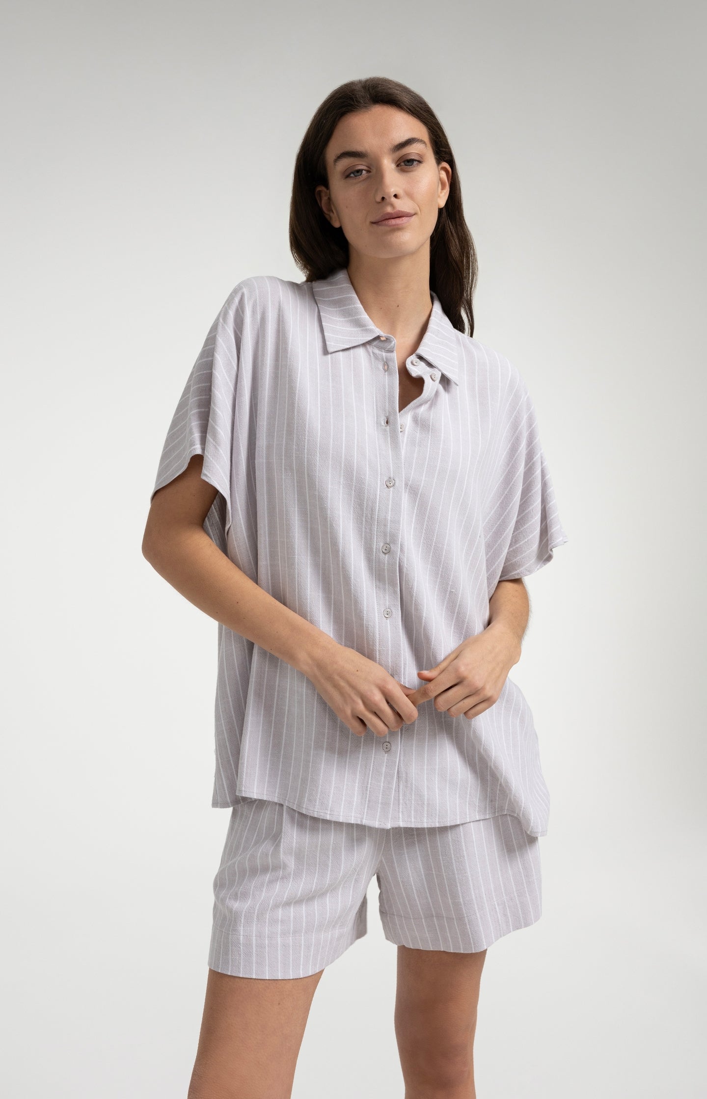 Striped blouse with short sleeves