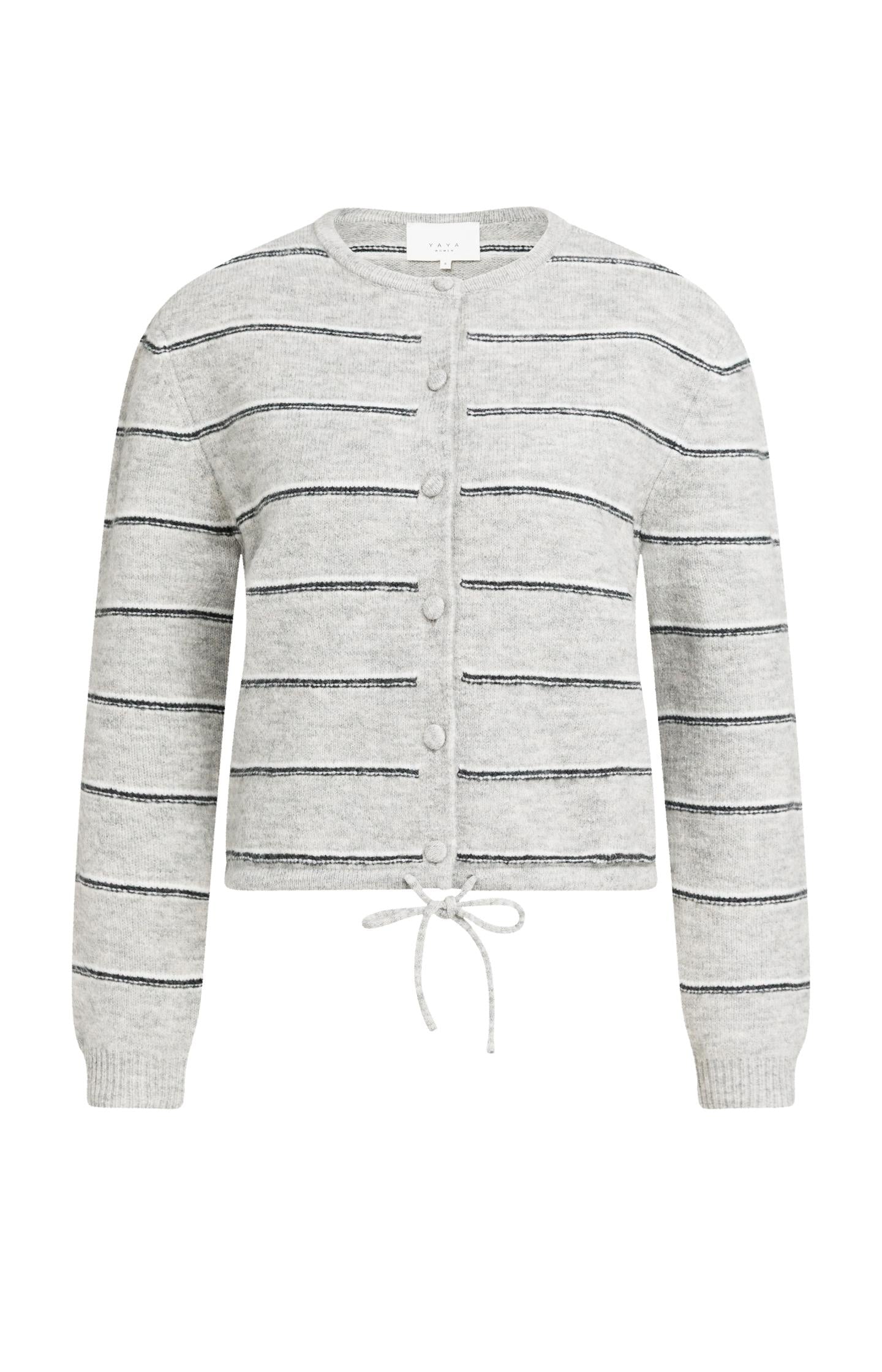 Striped knitted cardigan with tie detail